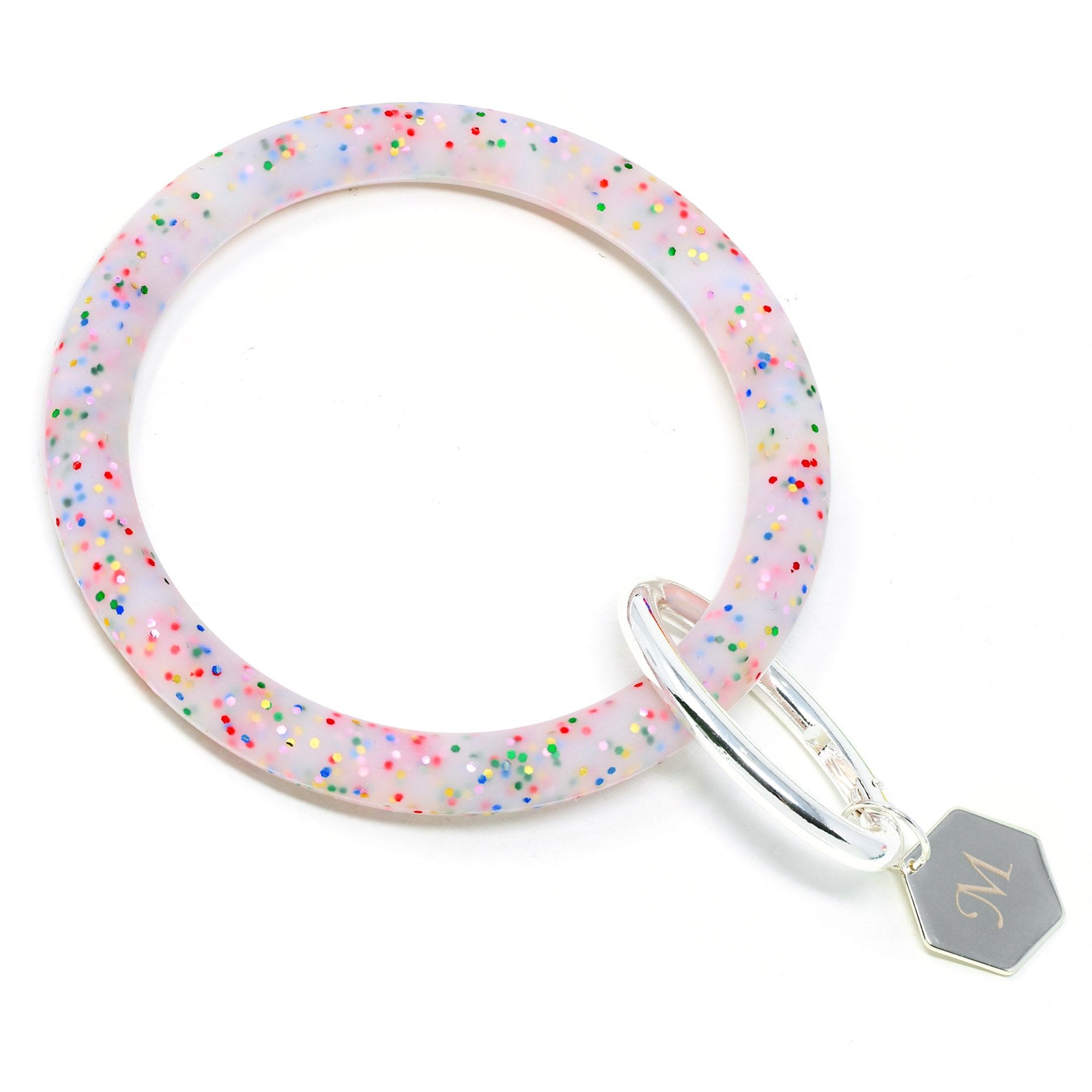 Personalized Silicone Key Ring Bracelet with Hexagon - Bauble Sky