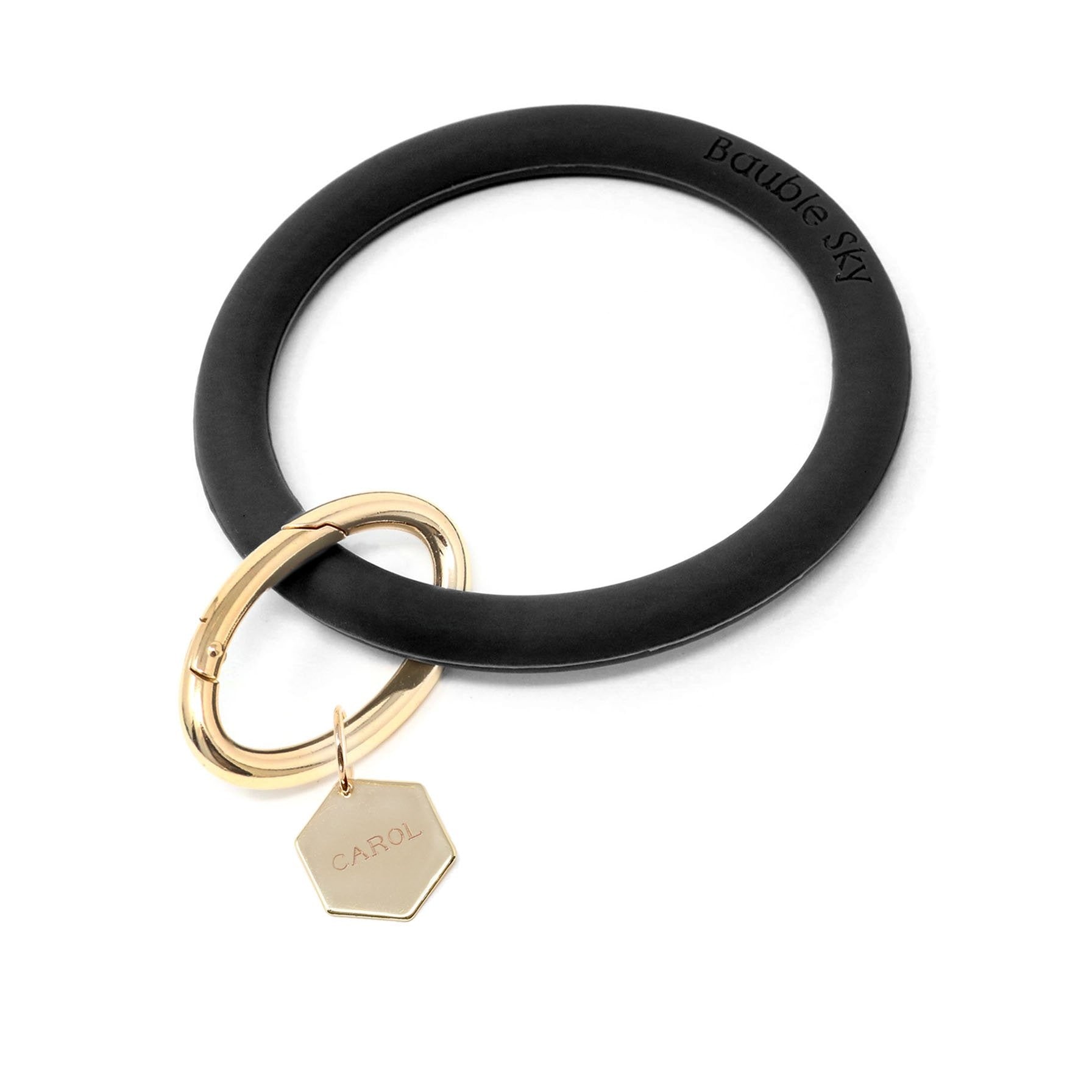Personalized Silicone Key Ring Bracelet with Hexagon - Bauble Sky