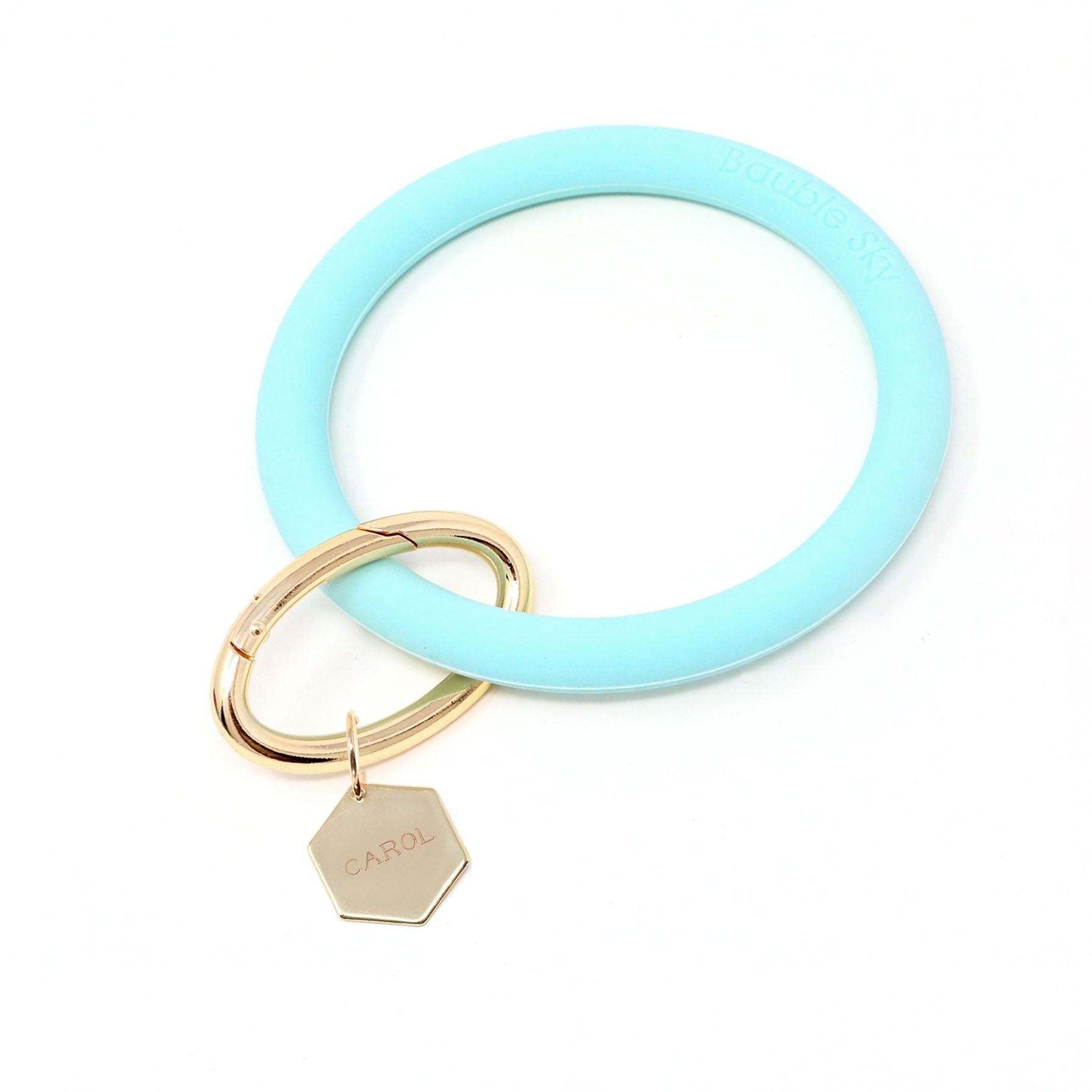 Personalized Silicone Key Ring Bracelet with Hexagon - Bauble Sky