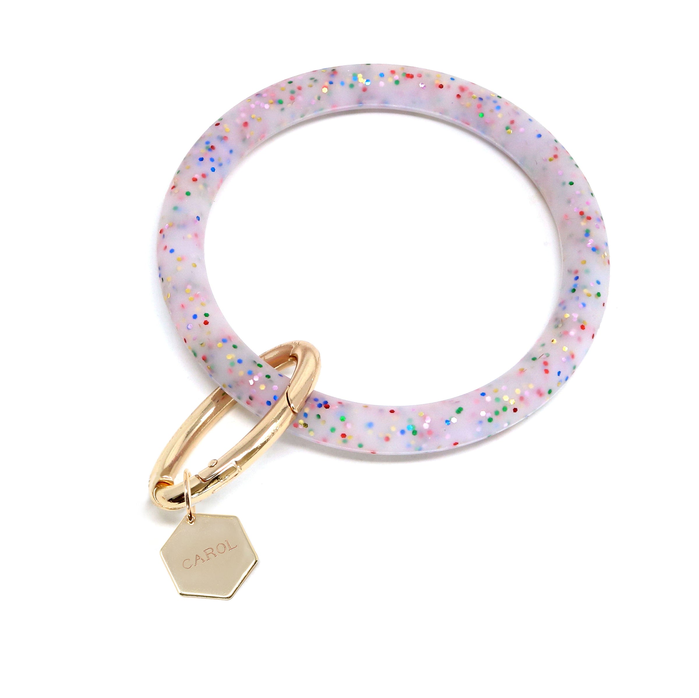 Personalized Silicone Key Ring Bracelet with Hexagon - Bauble Sky