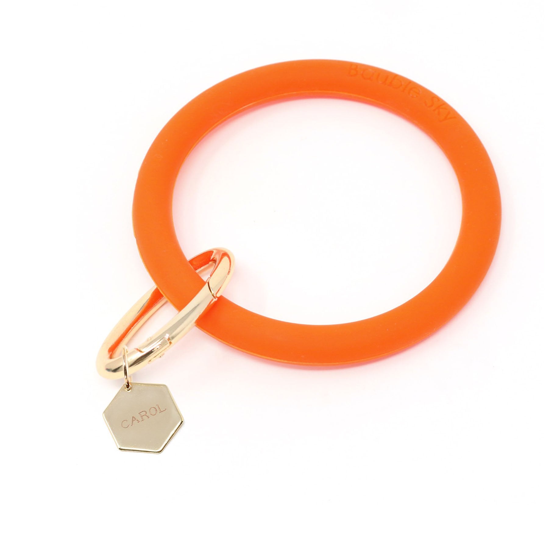 Personalized Silicone Key Ring Bracelet with Hexagon - Bauble Sky