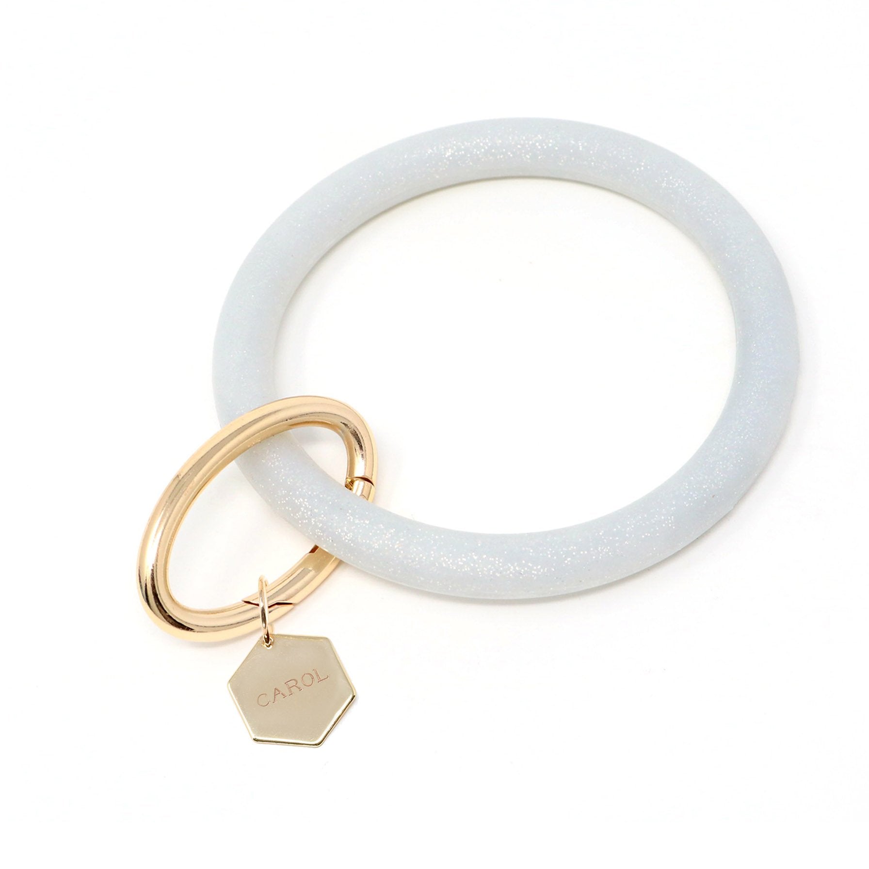 Personalized Silicone Key Ring Bracelet with Hexagon - Bauble Sky