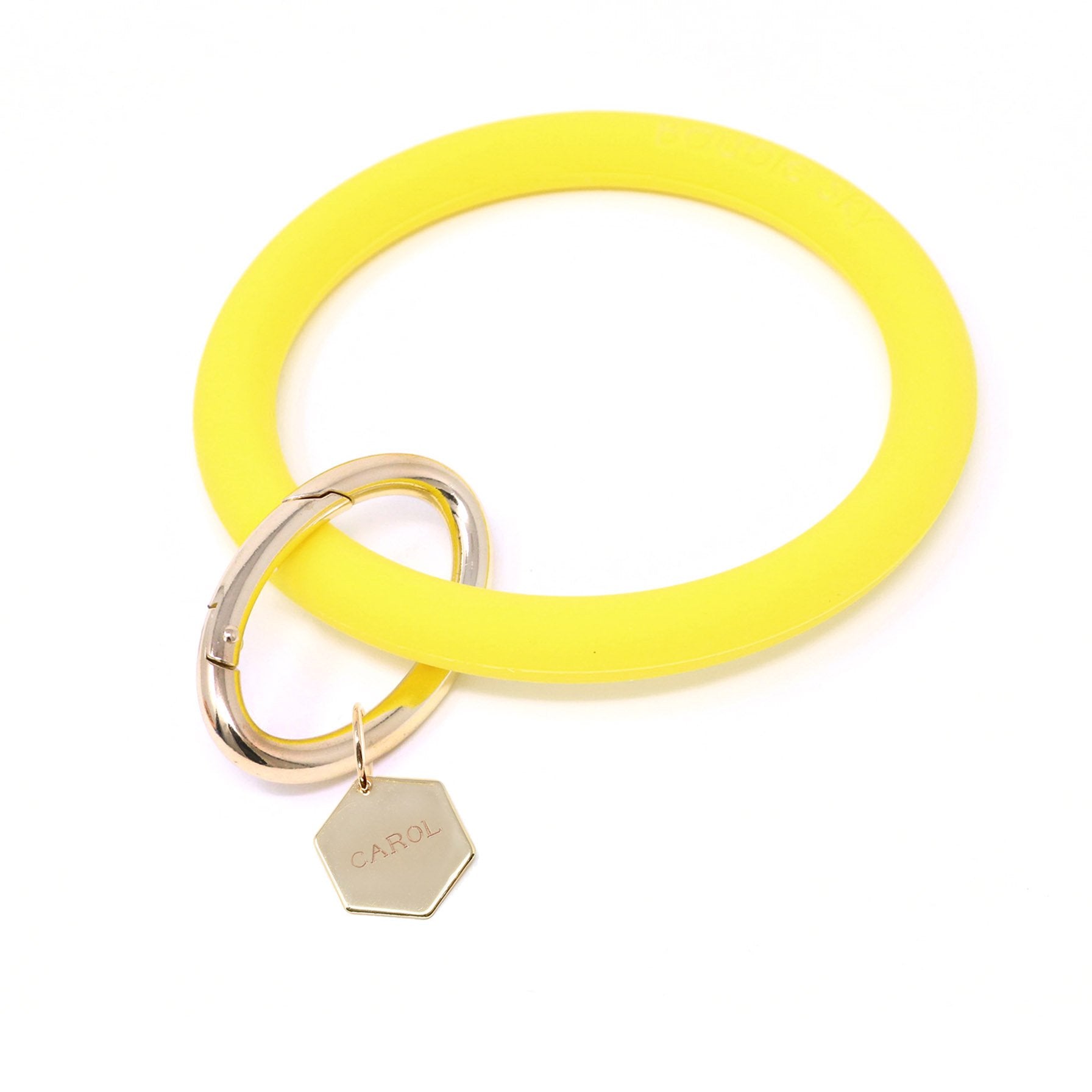 Personalized Silicone Key Ring Bracelet with Hexagon - Bauble Sky
