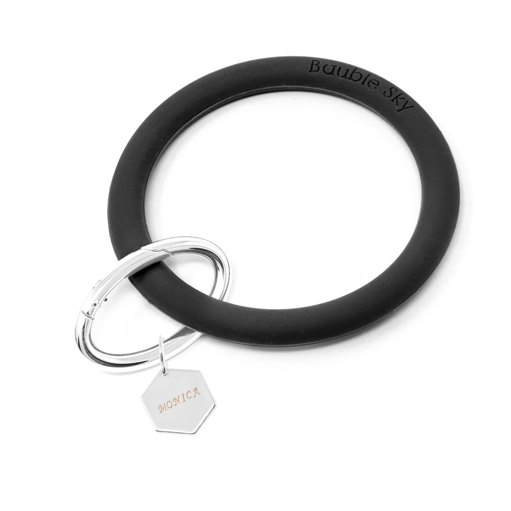Personalized Silicone Key Ring Bracelet with Hexagon - Bauble Sky