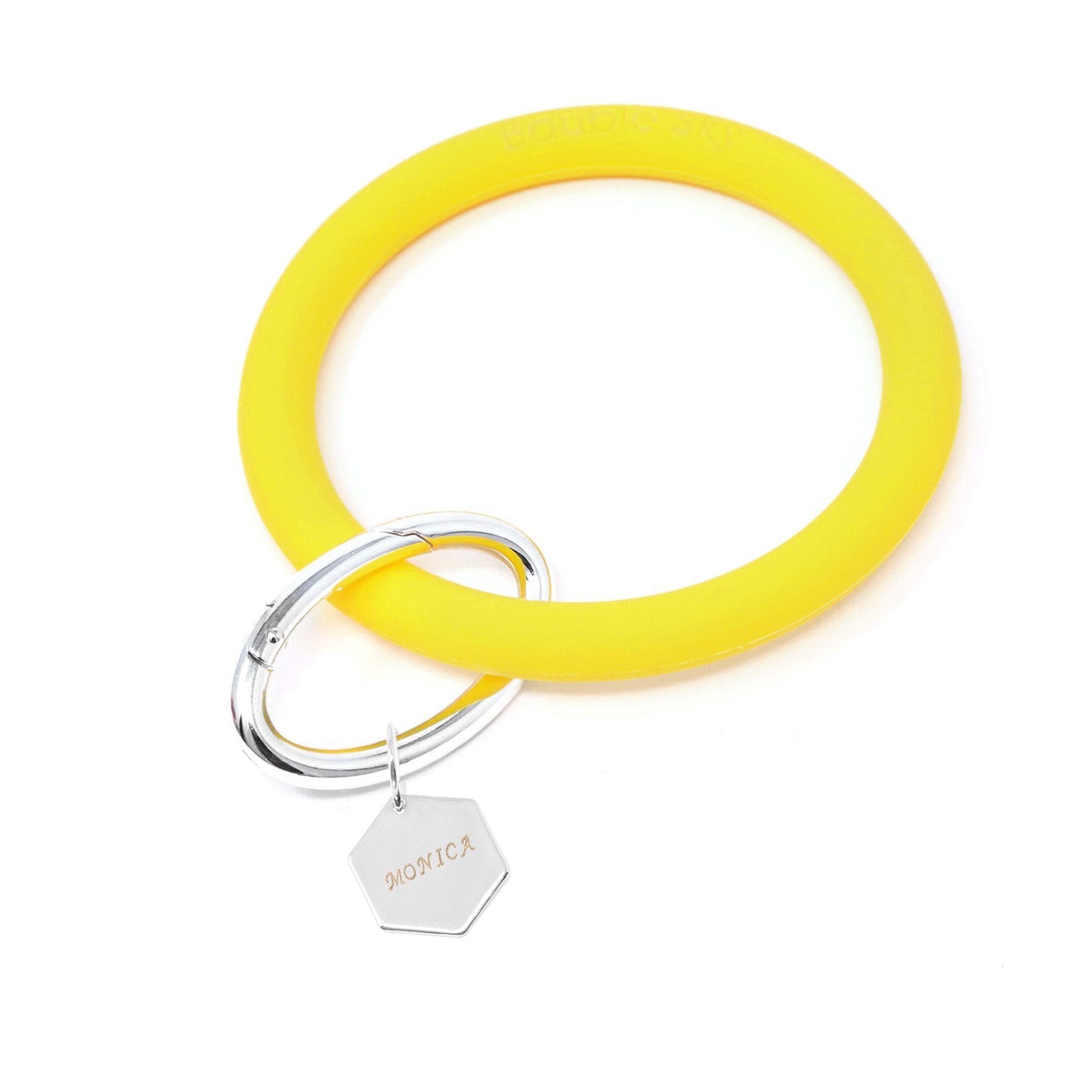 Personalized Silicone Key Ring Bracelet with Hexagon - Bauble Sky