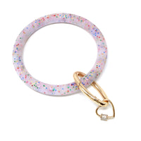 Silicone Key Ring Bracelet with Heart Carabiner Lock - Bauble Sky