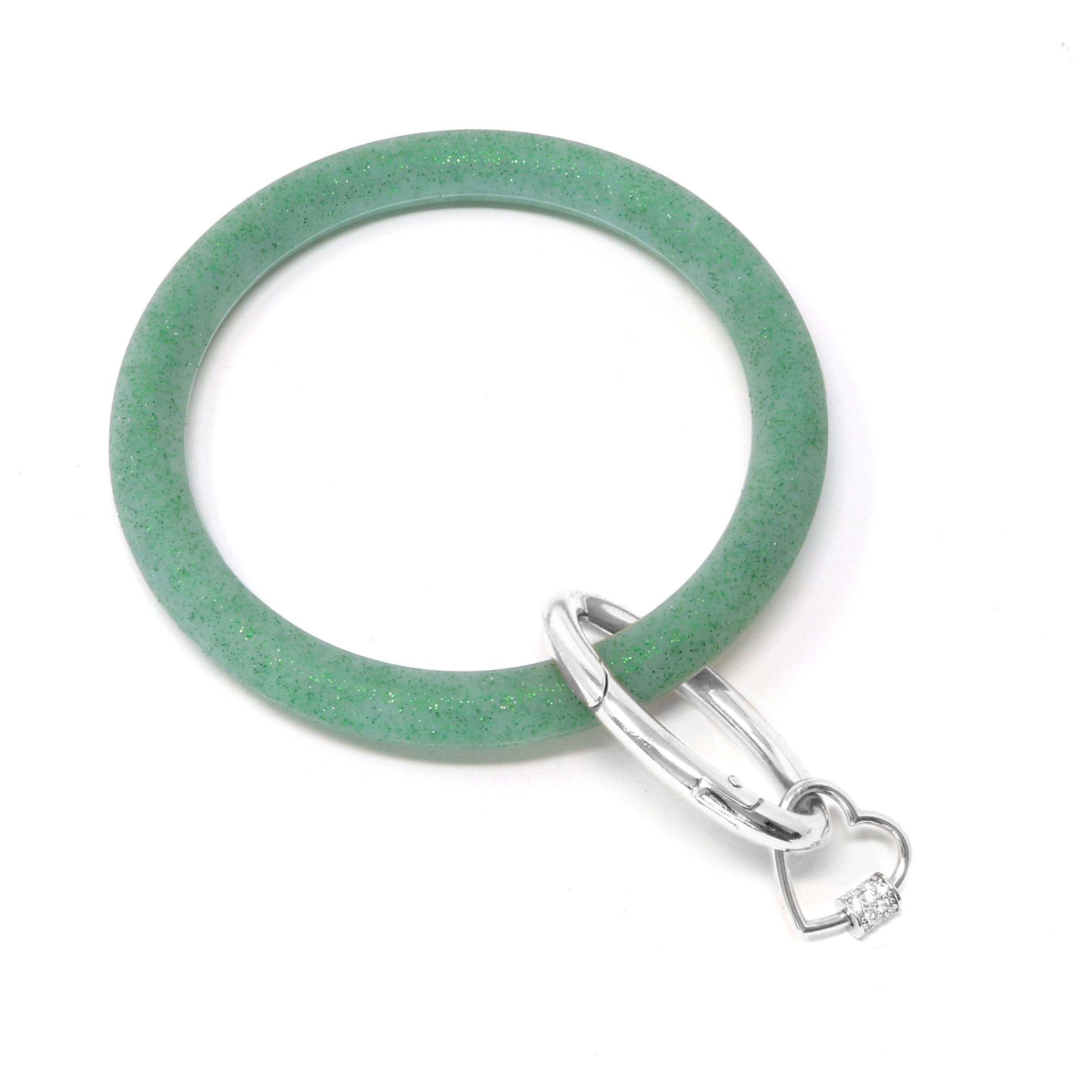 Silicone Key Ring Bracelet with Heart Carabiner Lock - Bauble Sky