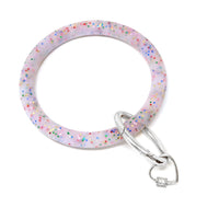Silicone Key Ring Bracelet with Heart Carabiner Lock - Bauble Sky