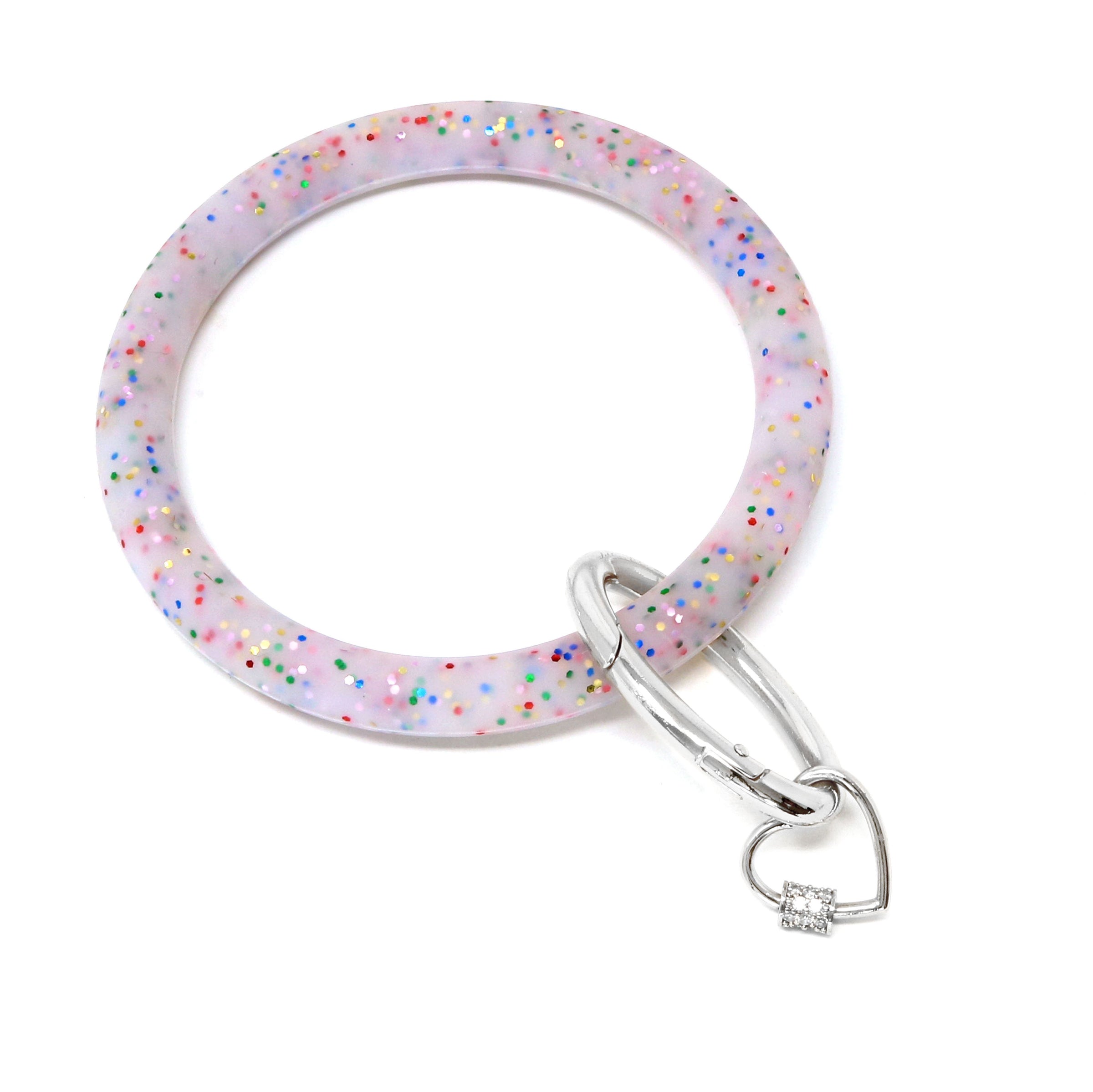 Silicone Key Ring Bracelet with Heart Carabiner Lock - Bauble Sky