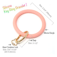 Silicone Key Ring Bracelet with Heart Carabiner Lock - Bauble Sky