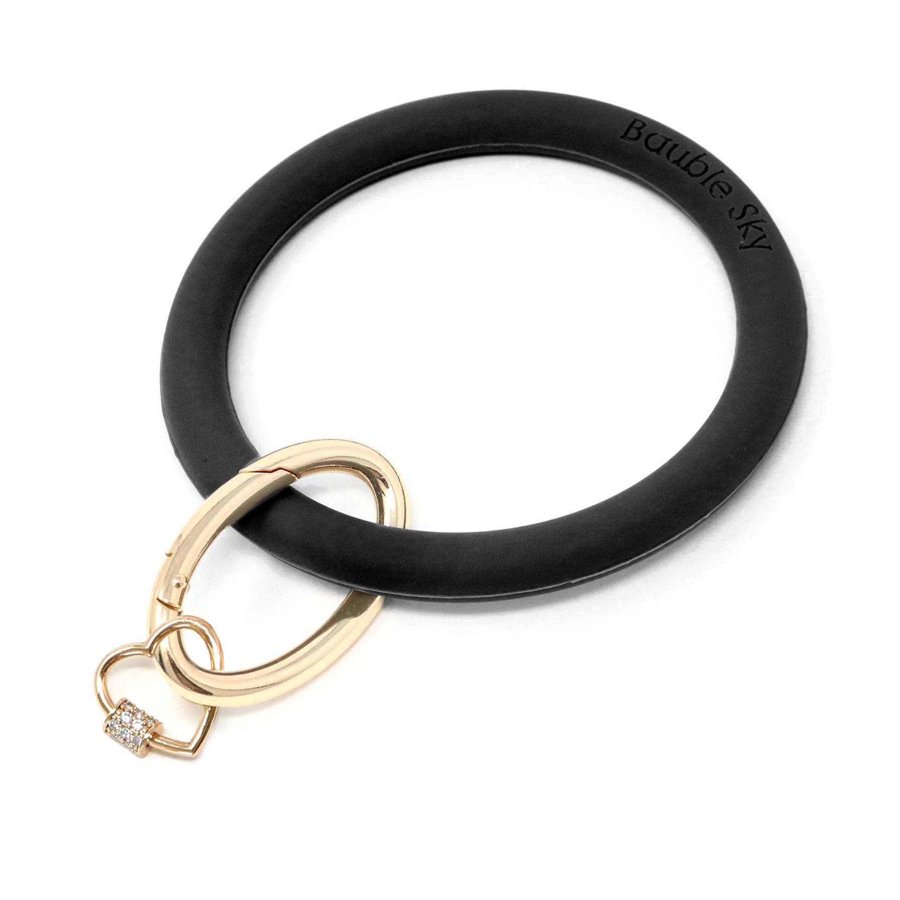 Silicone Key Ring Bracelet with Heart Carabiner Lock - Bauble Sky