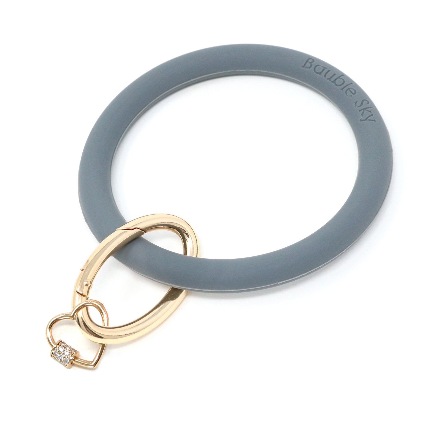 Silicone Key Ring Bracelet with Heart Carabiner Lock - Bauble Sky