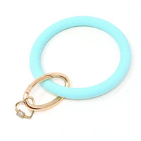 Silicone Key Ring Bracelet with Heart Carabiner Lock - Bauble Sky