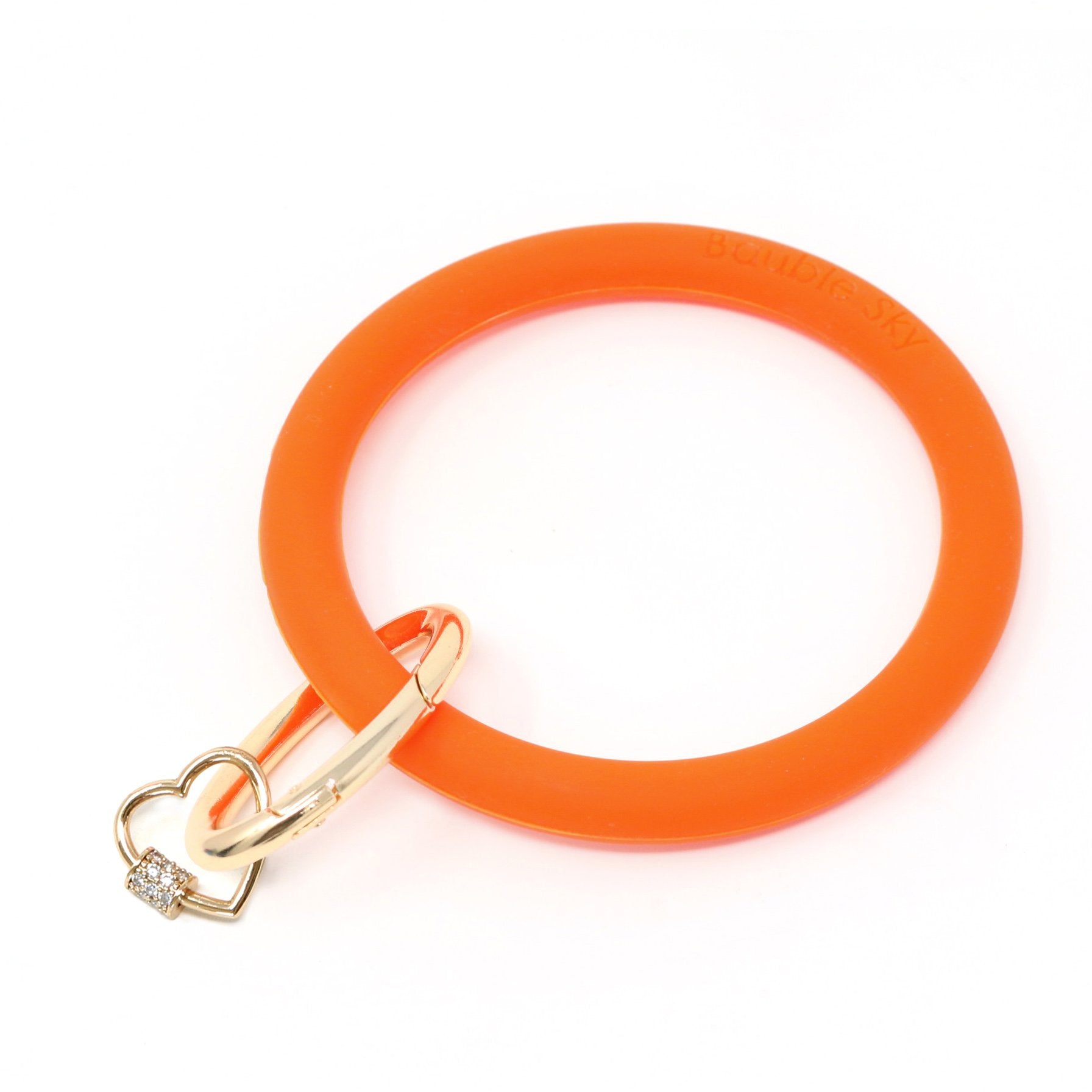 Silicone Key Ring Bracelet with Heart Carabiner Lock - Bauble Sky