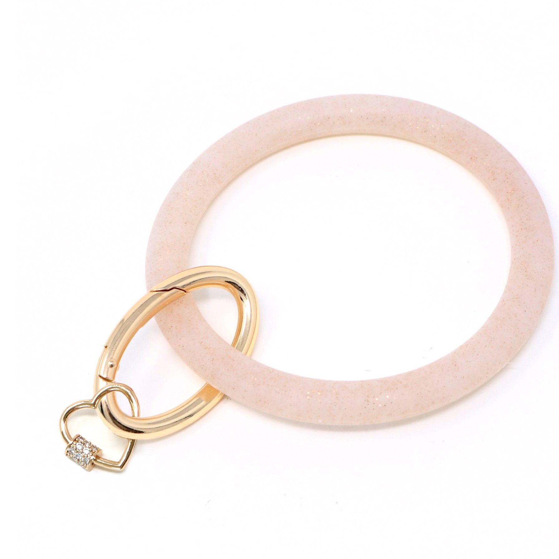 Silicone Key Ring Bracelet with Heart Carabiner Lock - Bauble Sky
