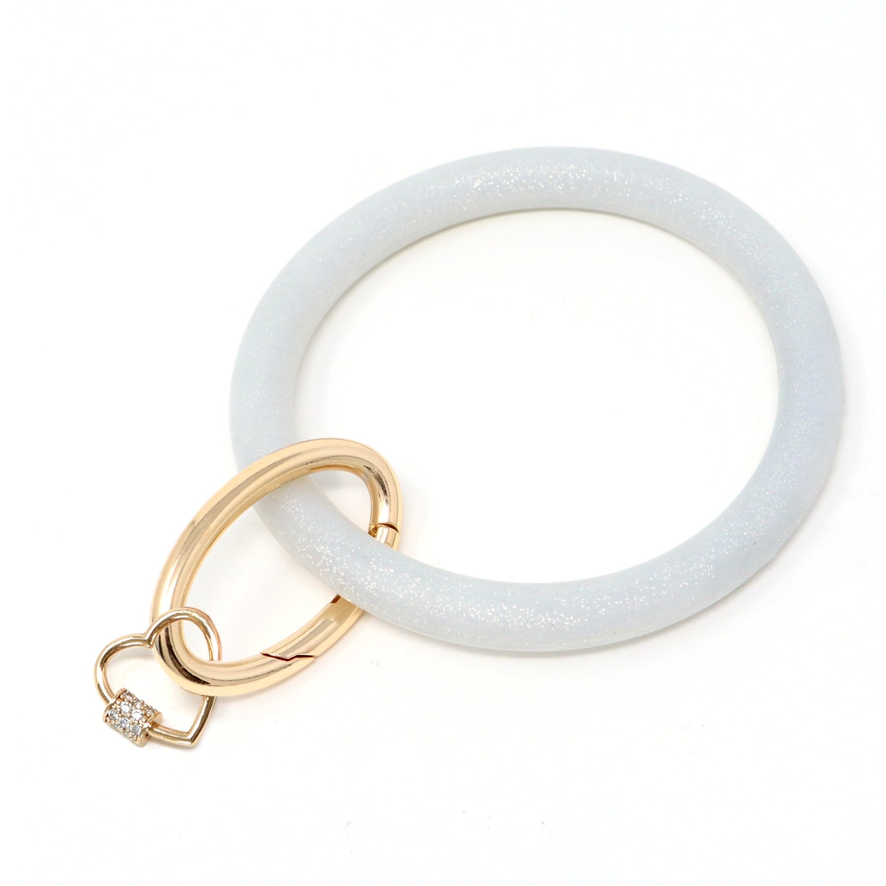 Silicone Key Ring Bracelet with Heart Carabiner Lock - Bauble Sky