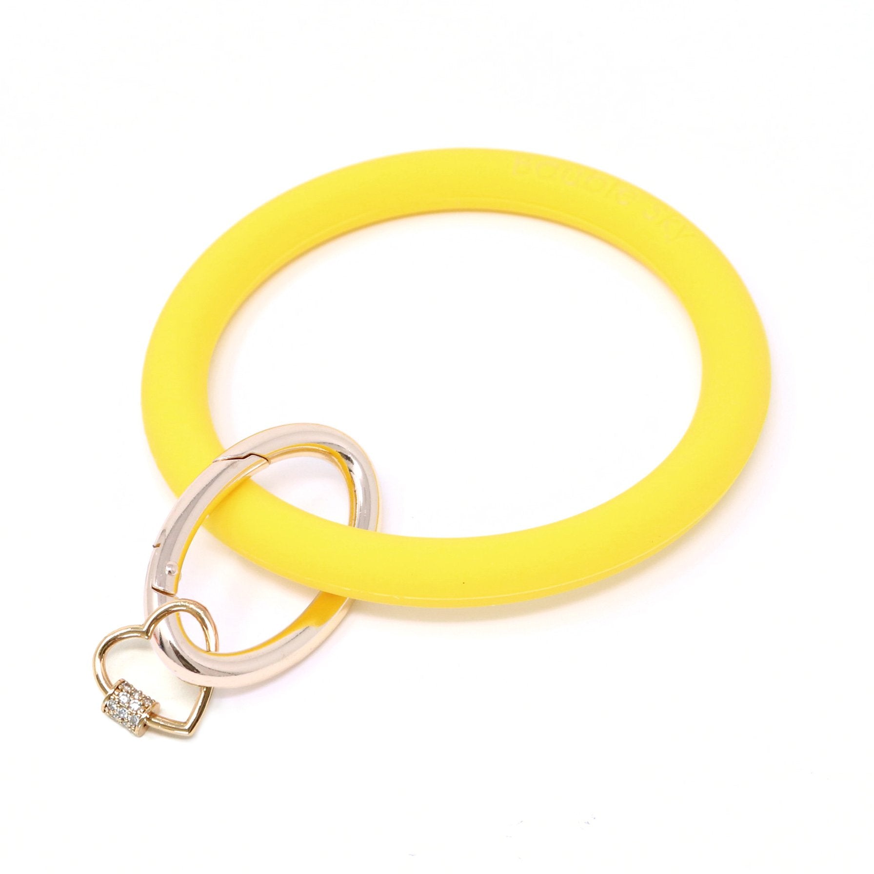Silicone Key Ring Bracelet with Heart Carabiner Lock - Bauble Sky