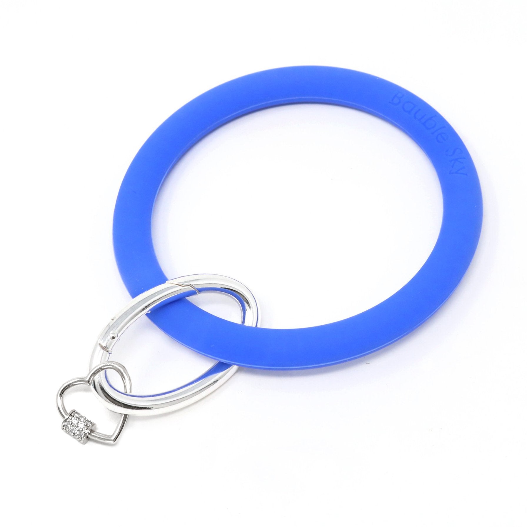 Silicone Key Ring Bracelet with Heart Carabiner Lock - Bauble Sky
