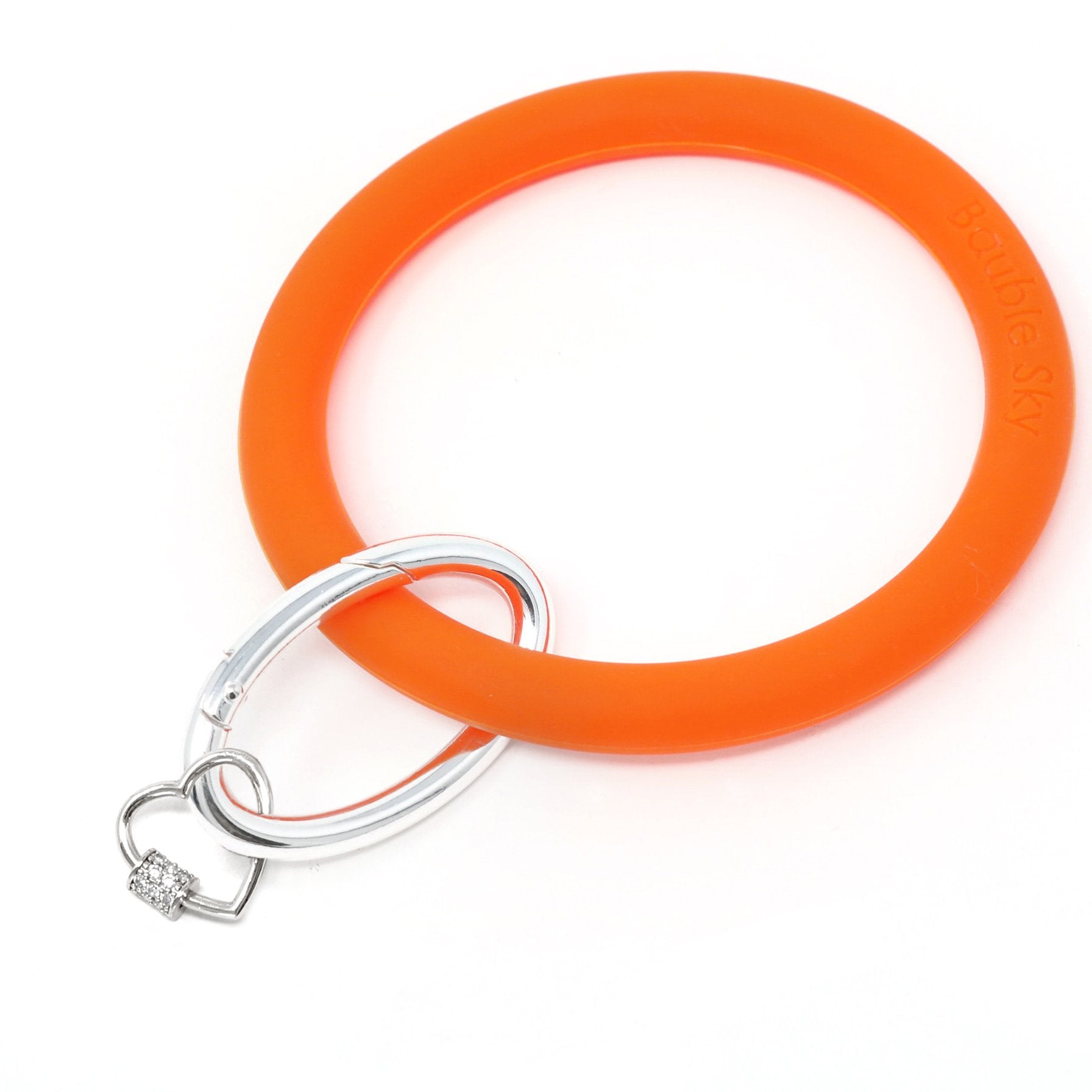 Silicone Key Ring Bracelet with Heart Carabiner Lock - Bauble Sky