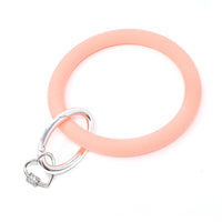 Silicone Key Ring Bracelet with Heart Carabiner Lock - Bauble Sky