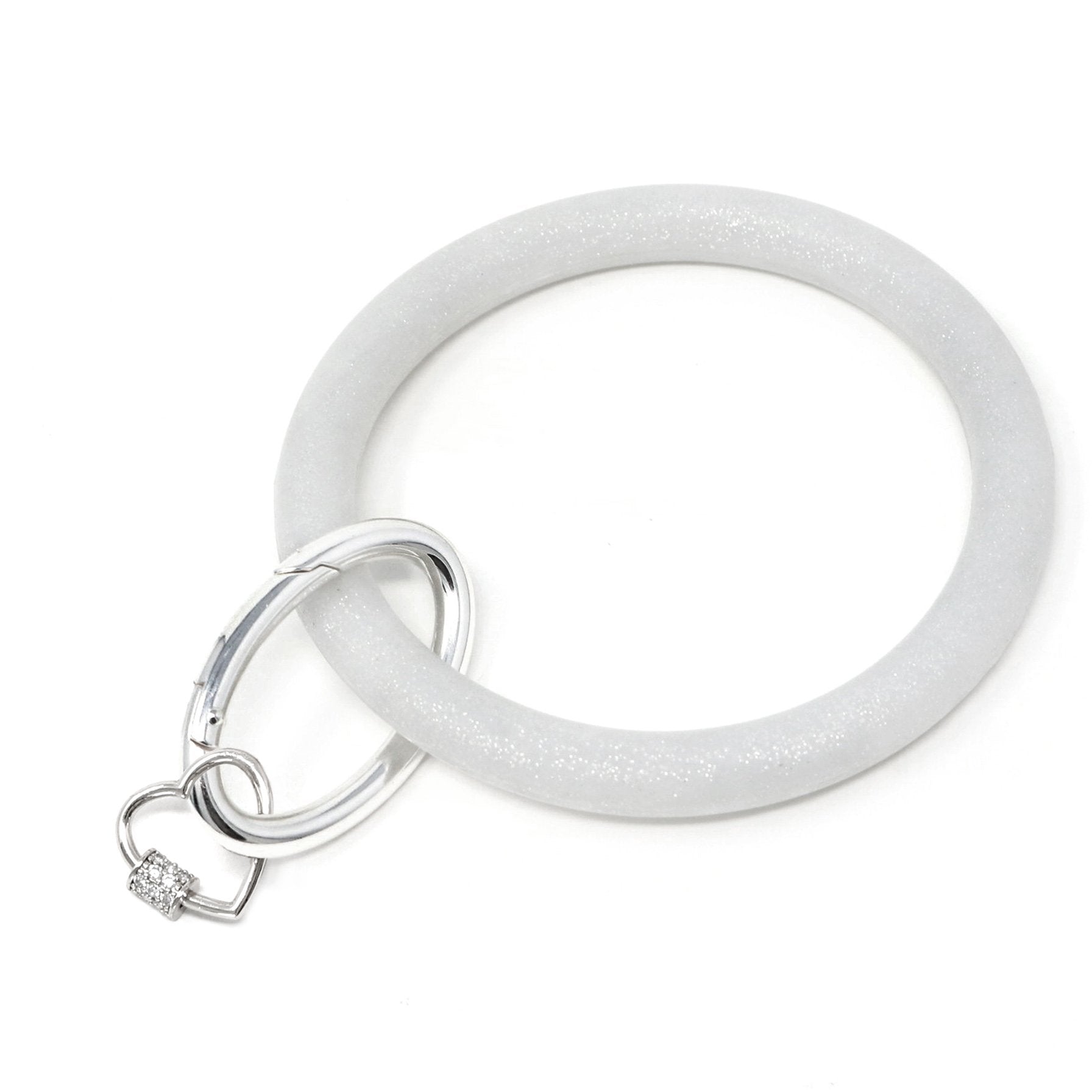 Silicone Key Ring Bracelet with Heart Carabiner Lock - Bauble Sky