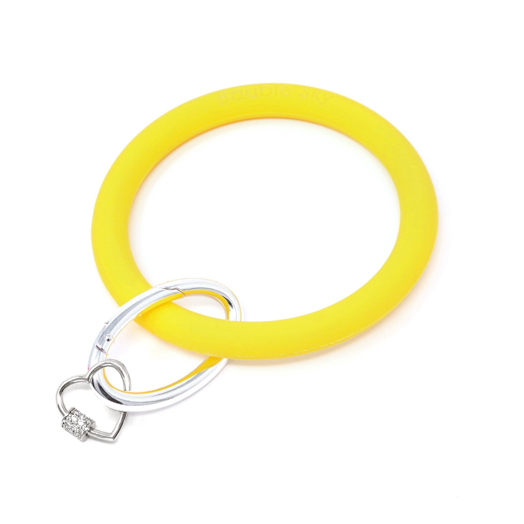 Silicone Key Ring Bracelet with Heart Carabiner Lock - Bauble Sky