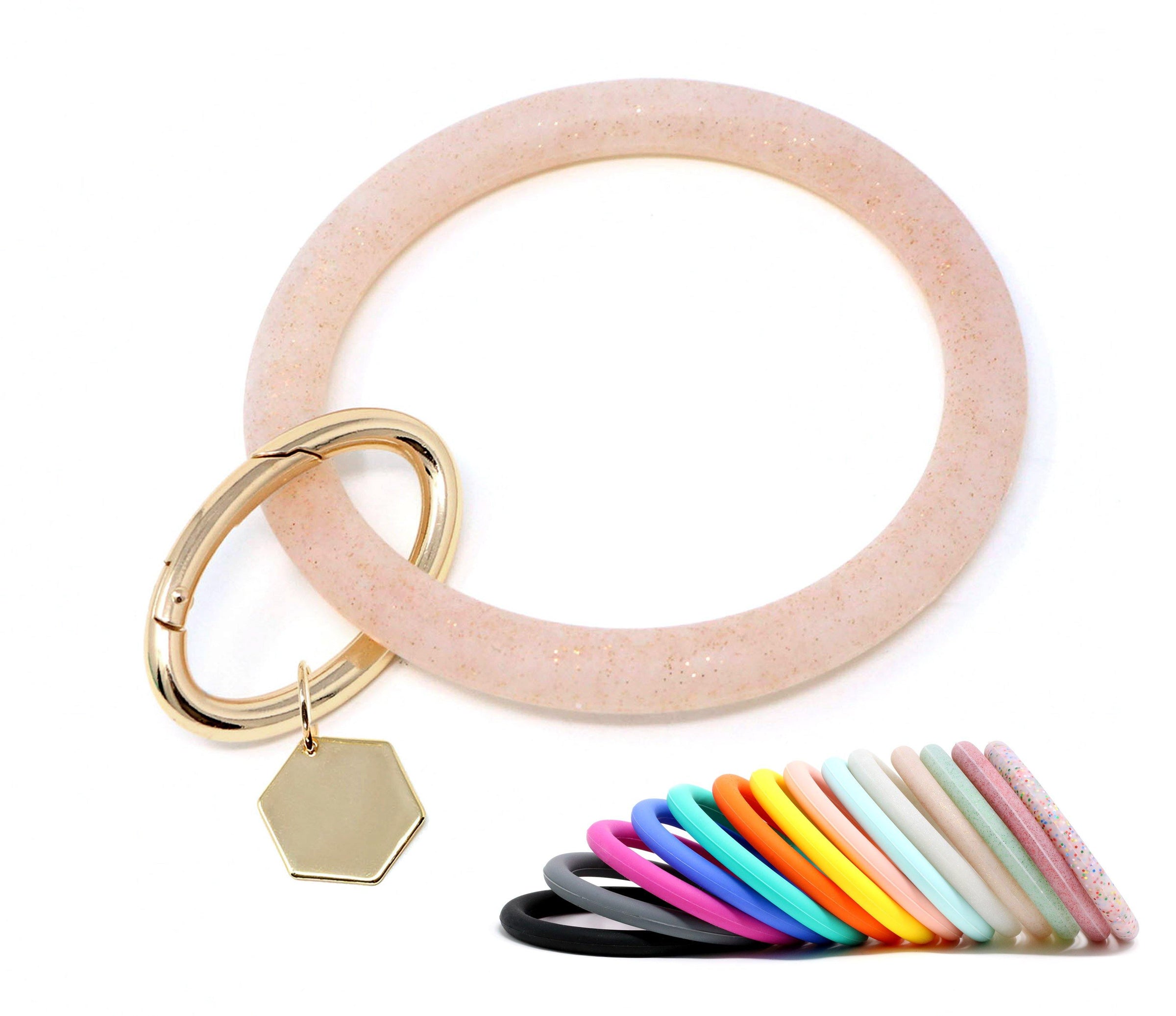Silicone Keyring Bracelet with Hexagon - Bauble Sky