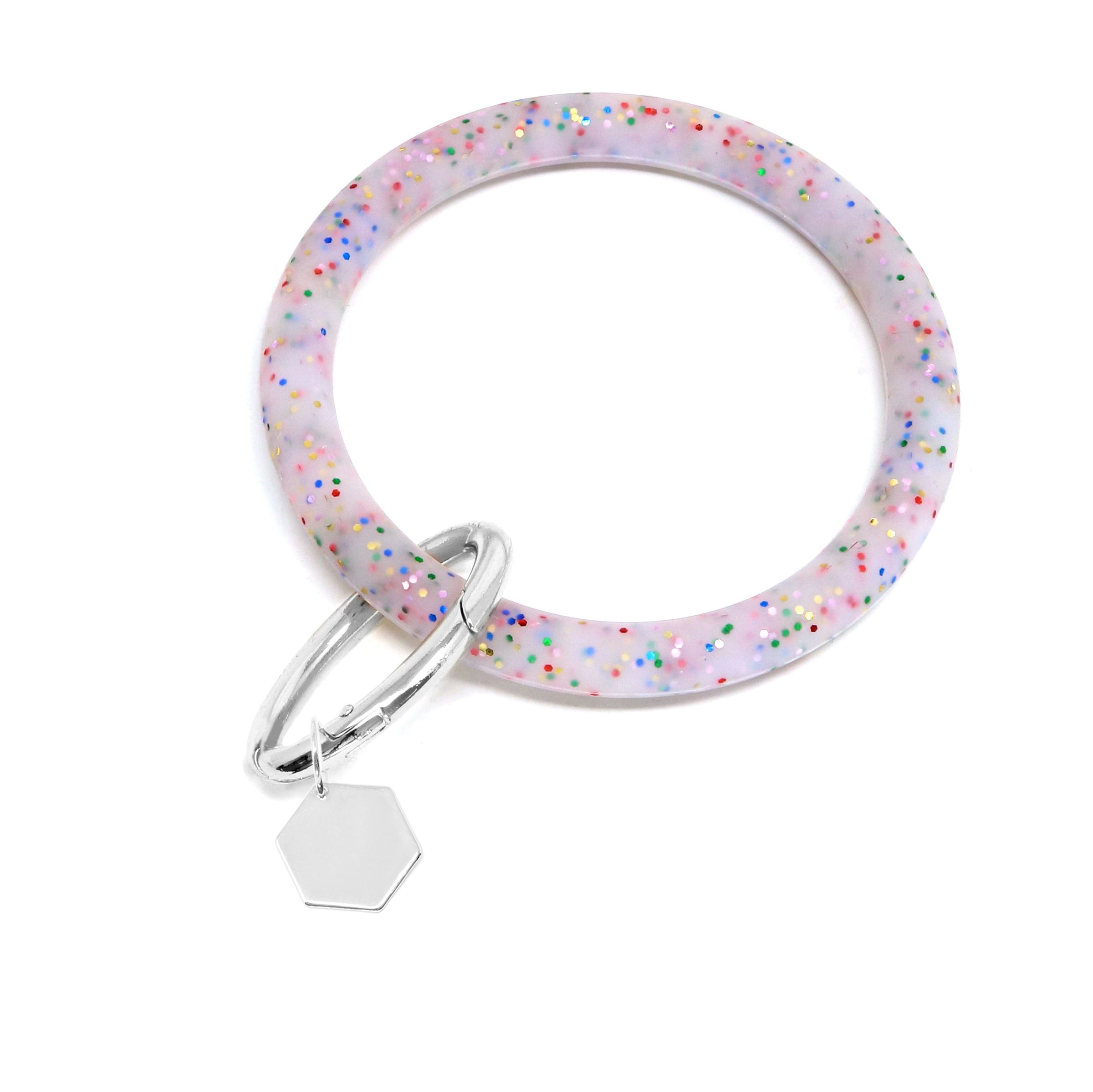 Silicone Key Ring Bracelet with Hexagon - Bauble Sky