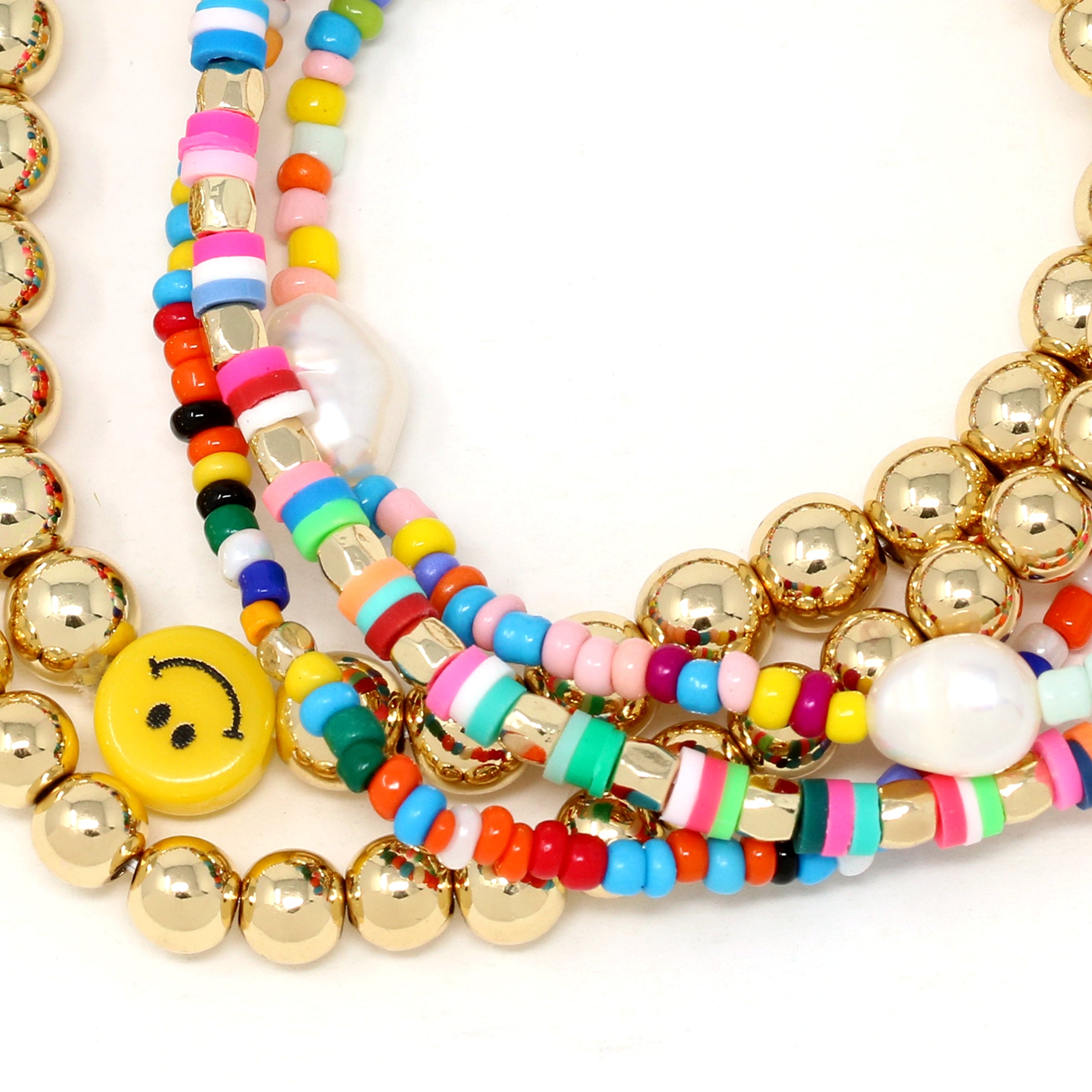 Smiley Face Stackable Set of 5 Bracelets