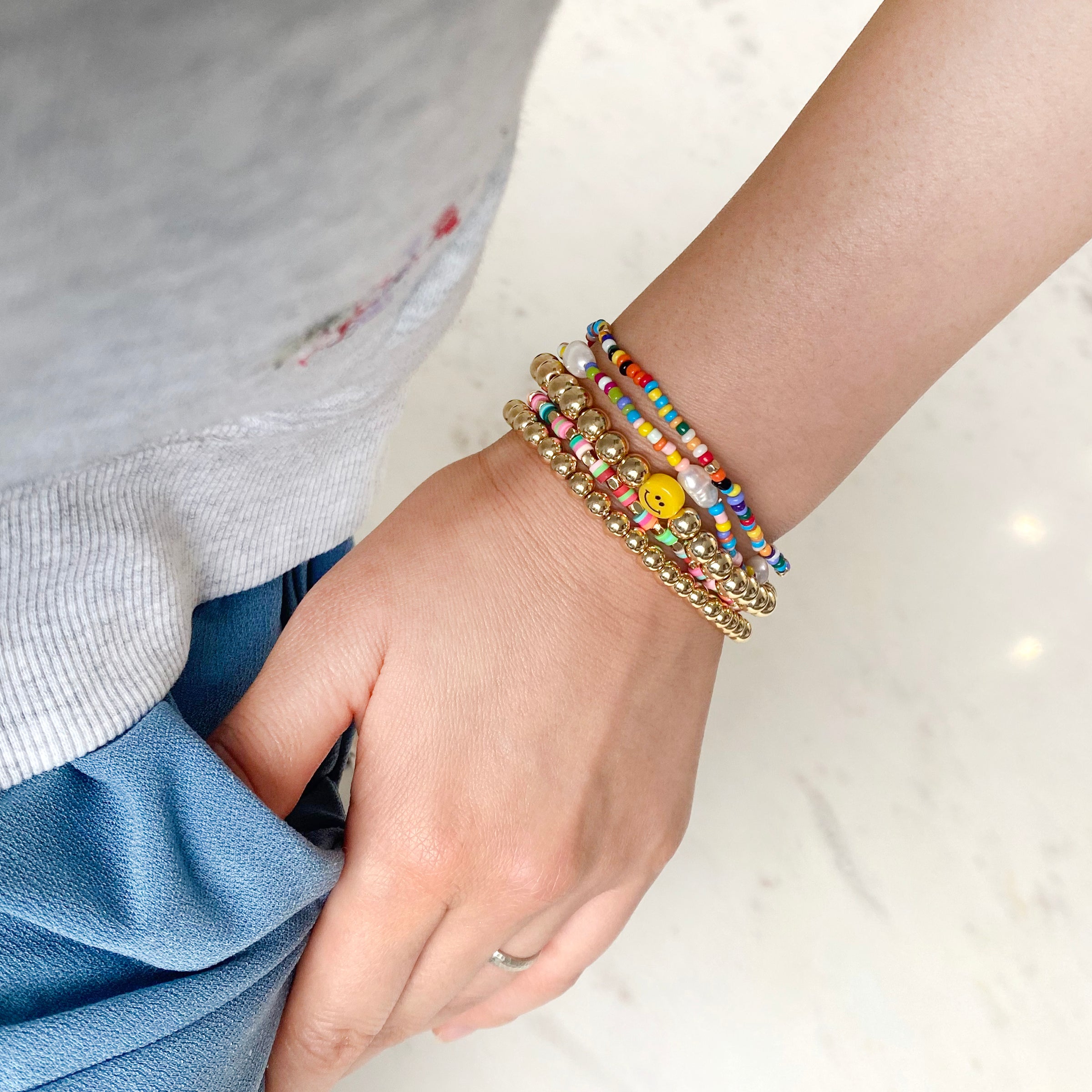 Smiley Face Stackable Set of 5 Bracelets