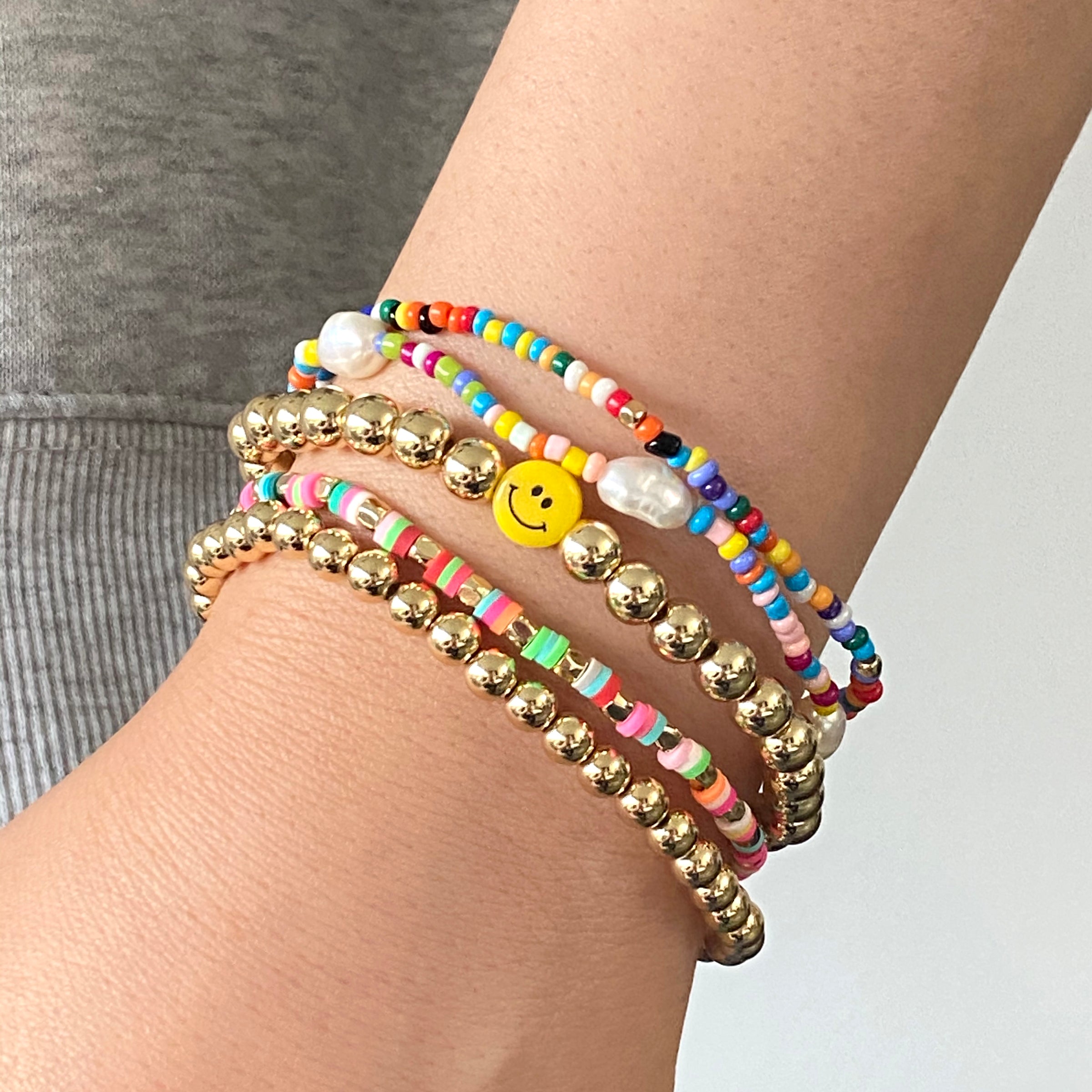 Smiley Face Stackable Set of 5 Bracelets