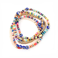 Evil Eye Stackable Set of 5 Bracelets