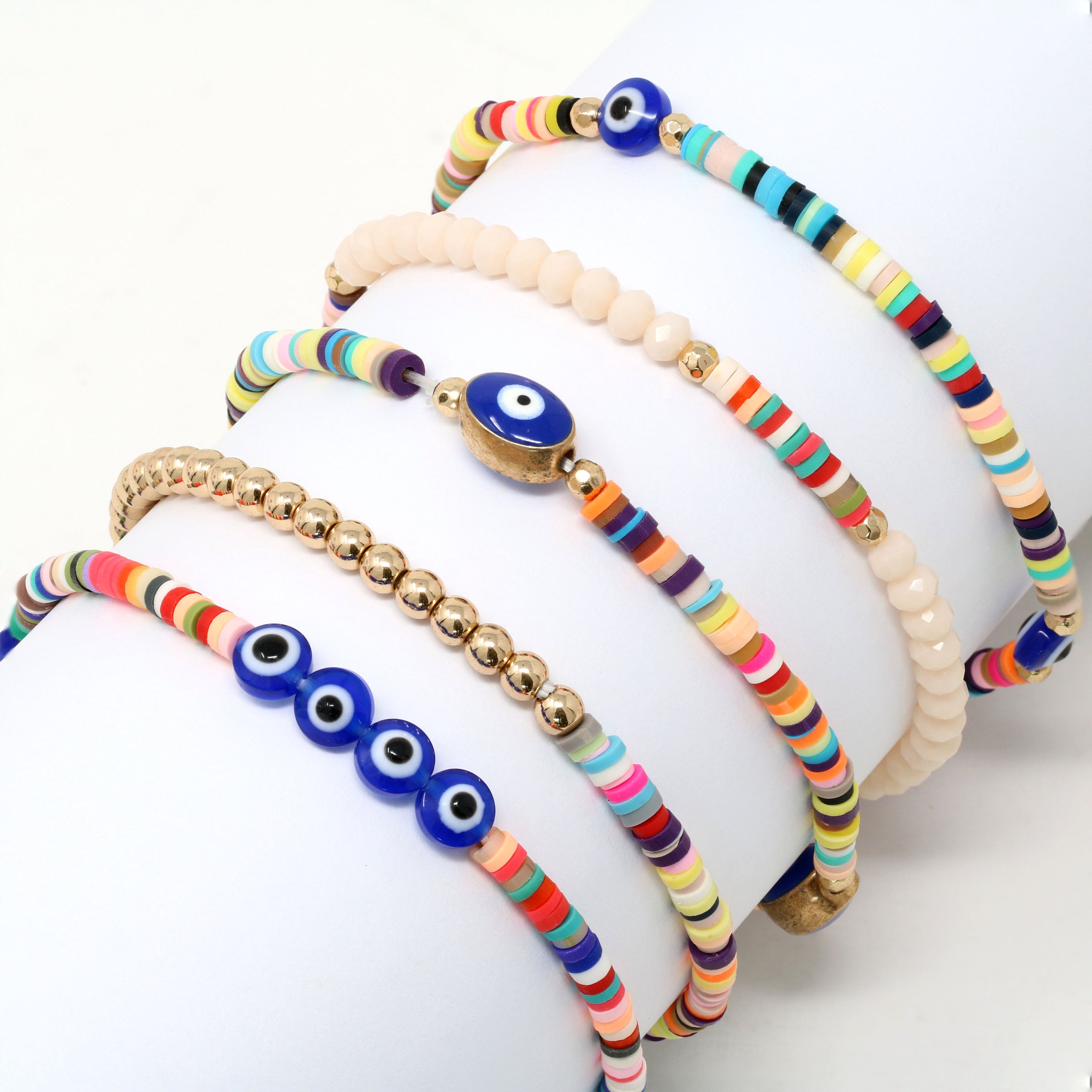 Evil Eye Stackable Set of 5 Bracelets