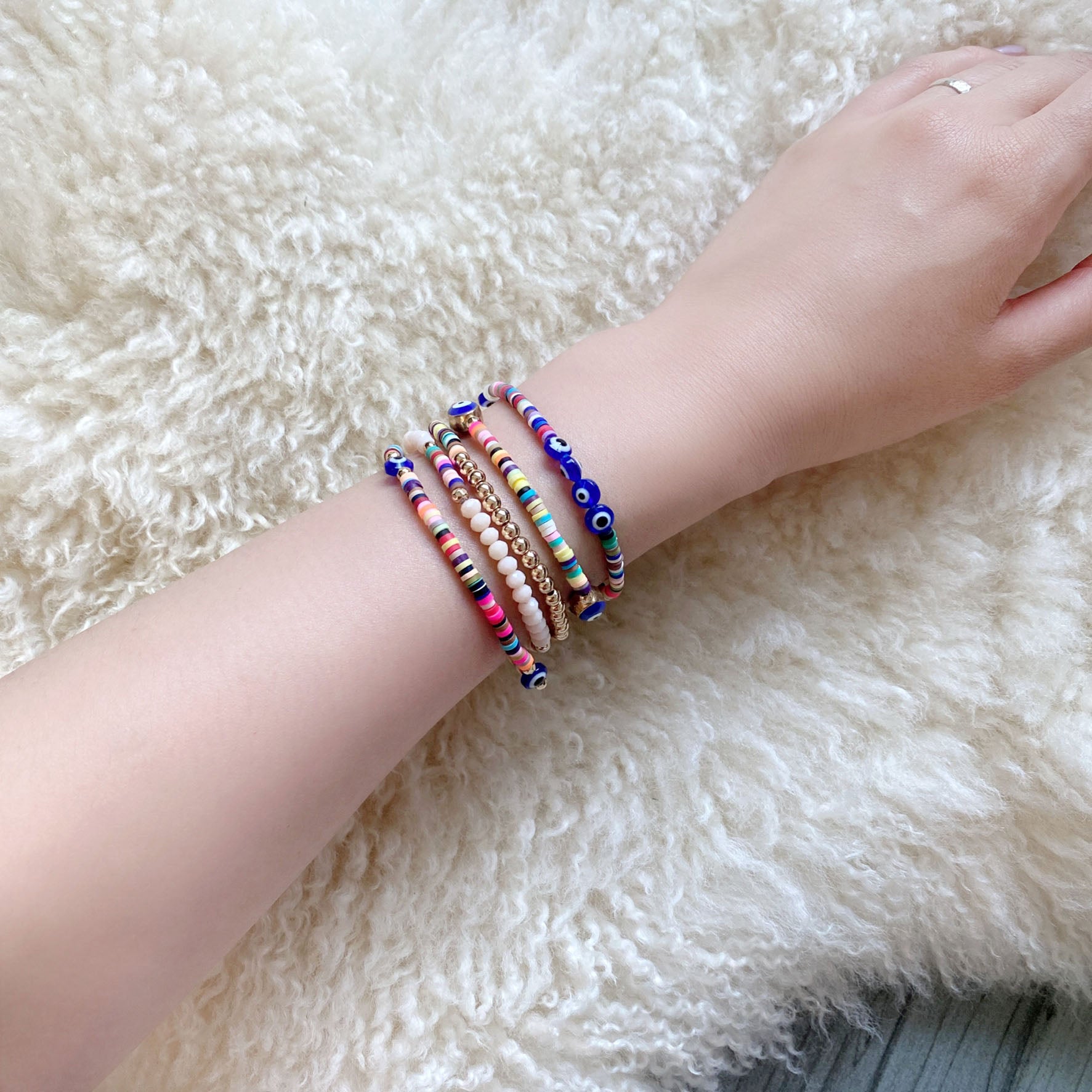 Evil Eye Stackable Set of 5 Bracelets