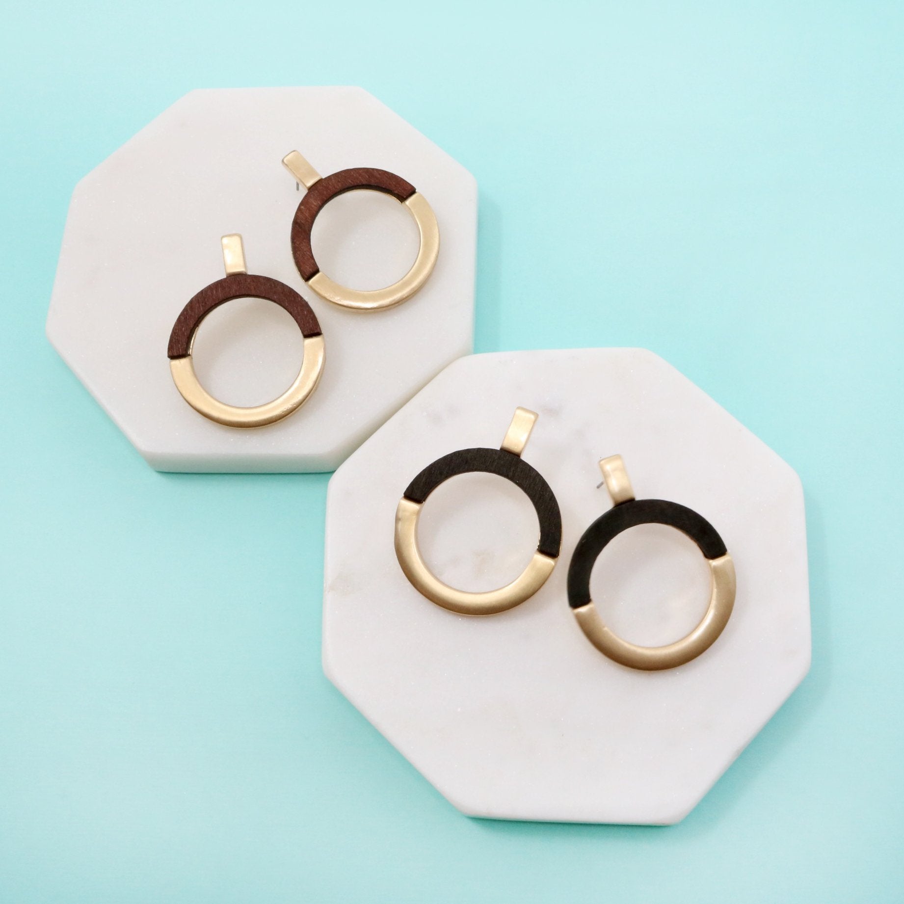 Geometric Wooden Earring - Bauble Sky
