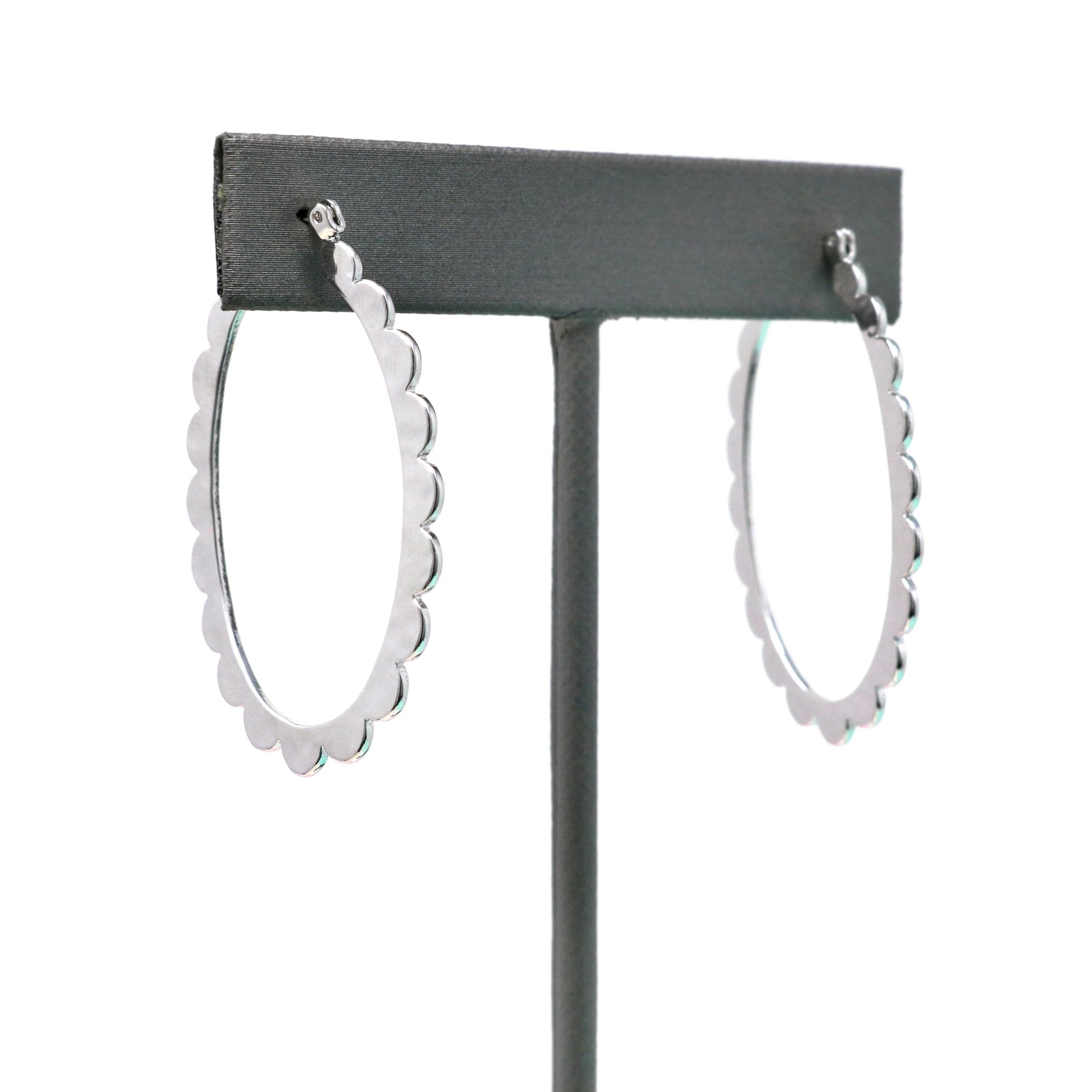 Hammered Metal Oval Hoop Earring - Bauble Sky