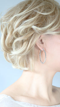 Hammered Metal Oval Hoop Earring - Bauble Sky