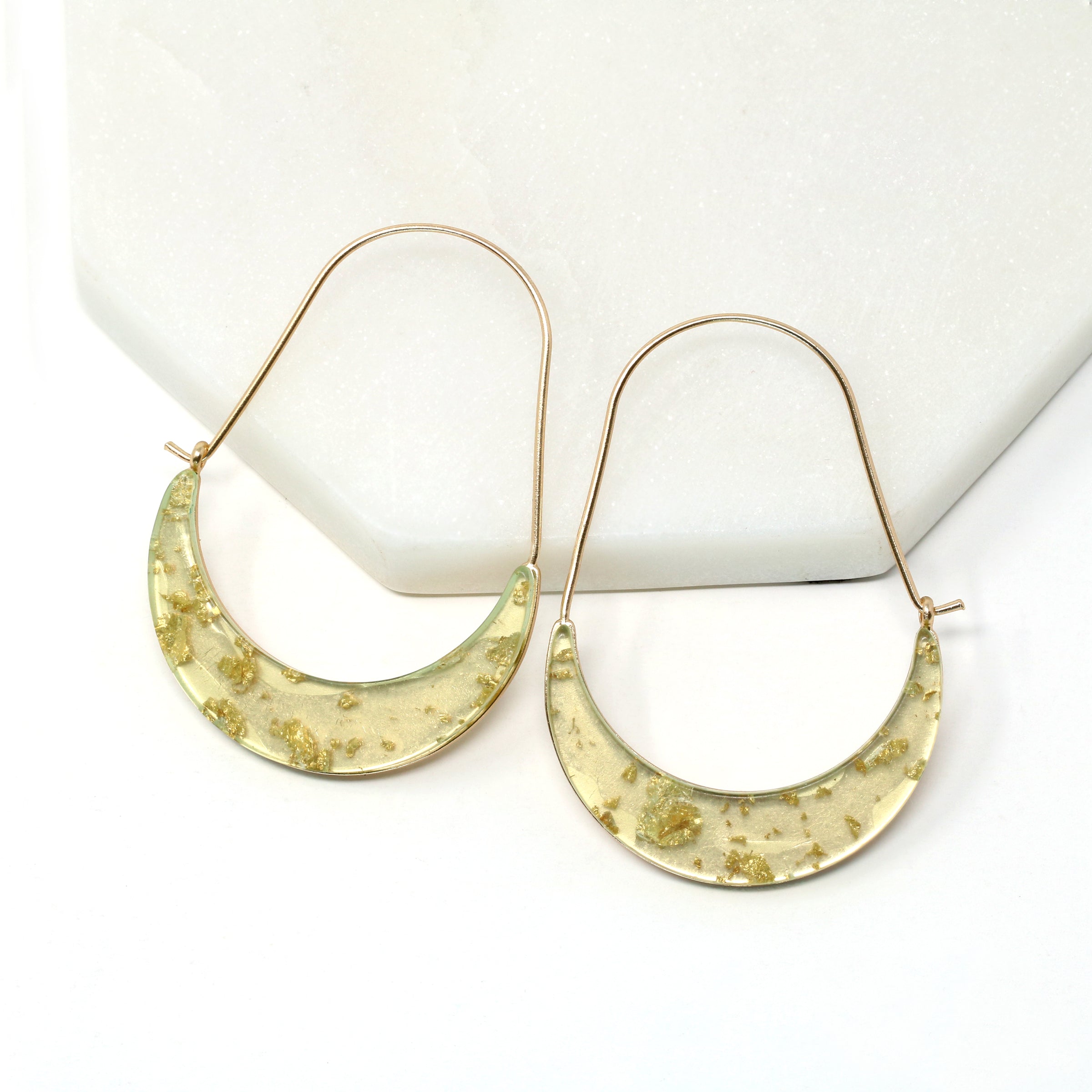 Crescent Resin Hoop Earrings
