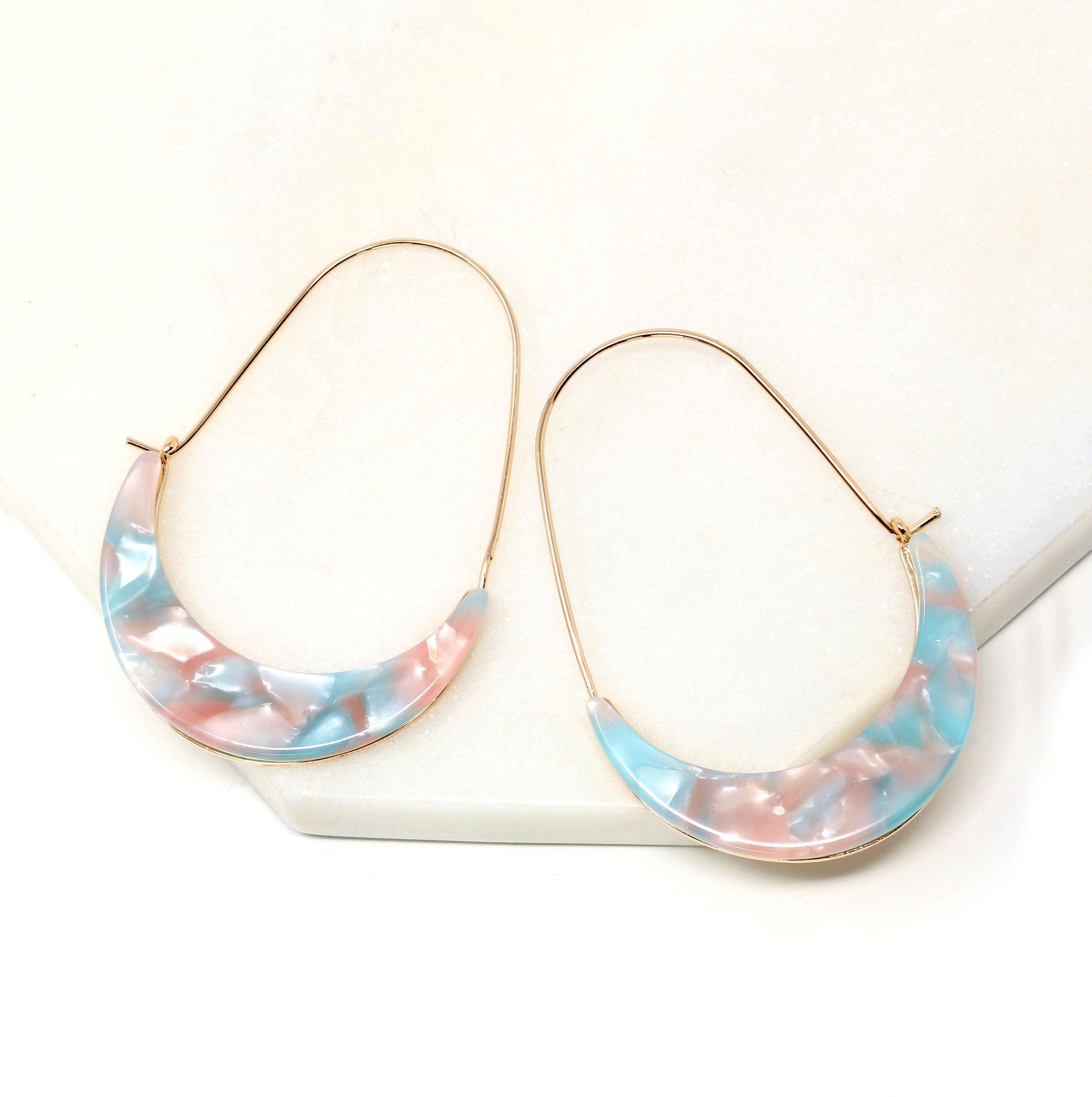 Crescent Resin Hoop Earrings