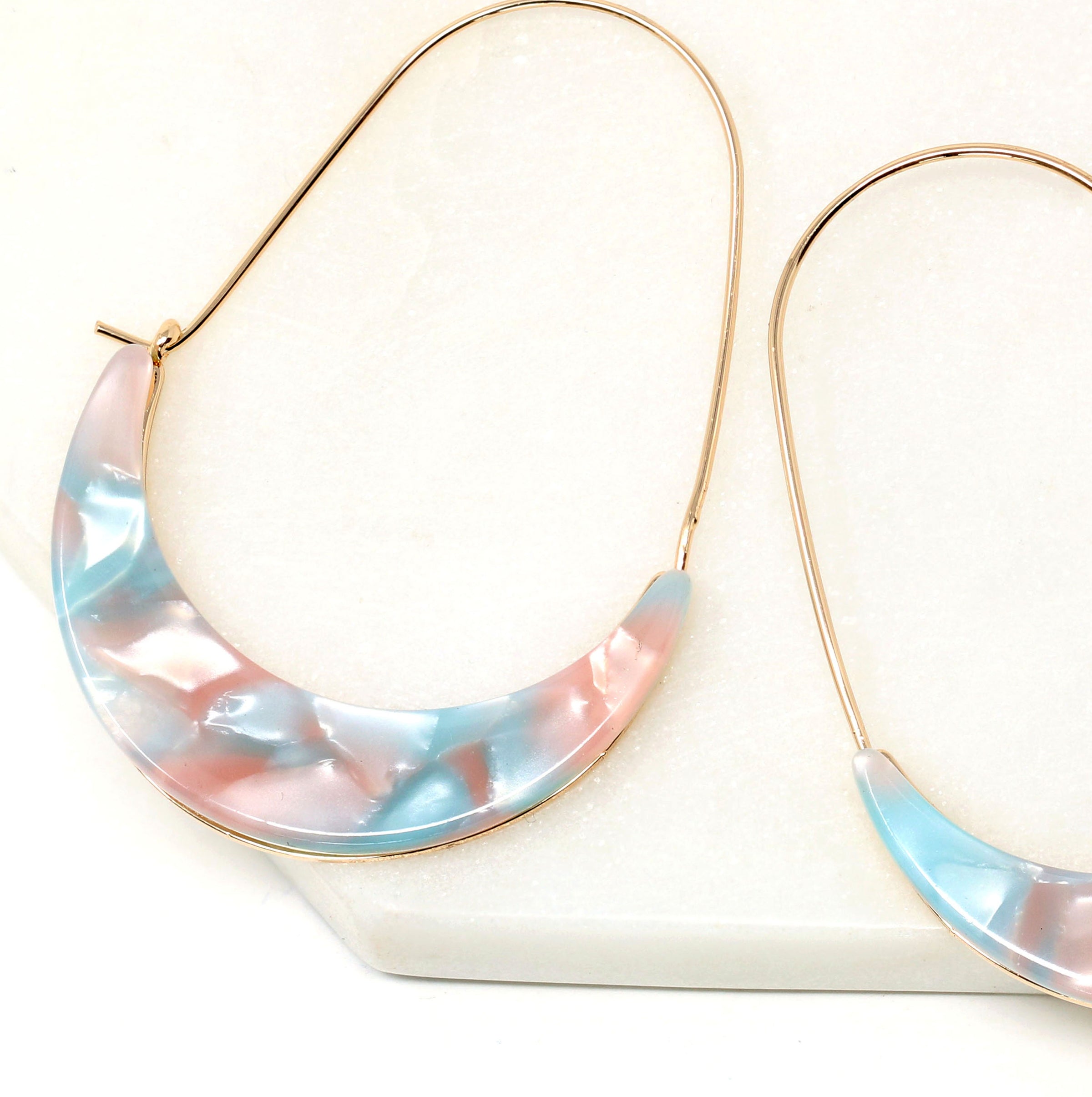 Crescent Resin Hoop Earrings