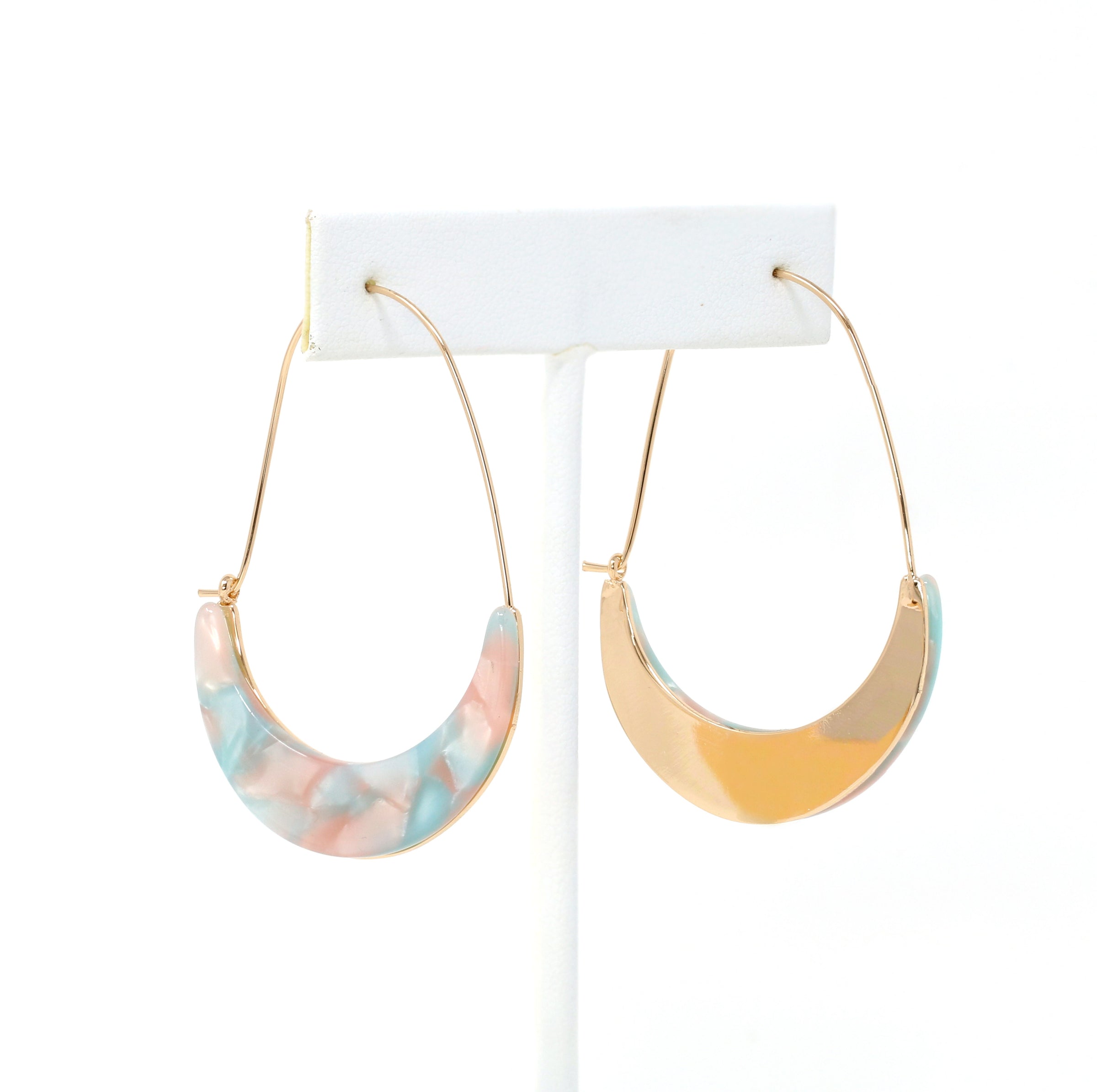 Crescent Resin Hoop Earrings