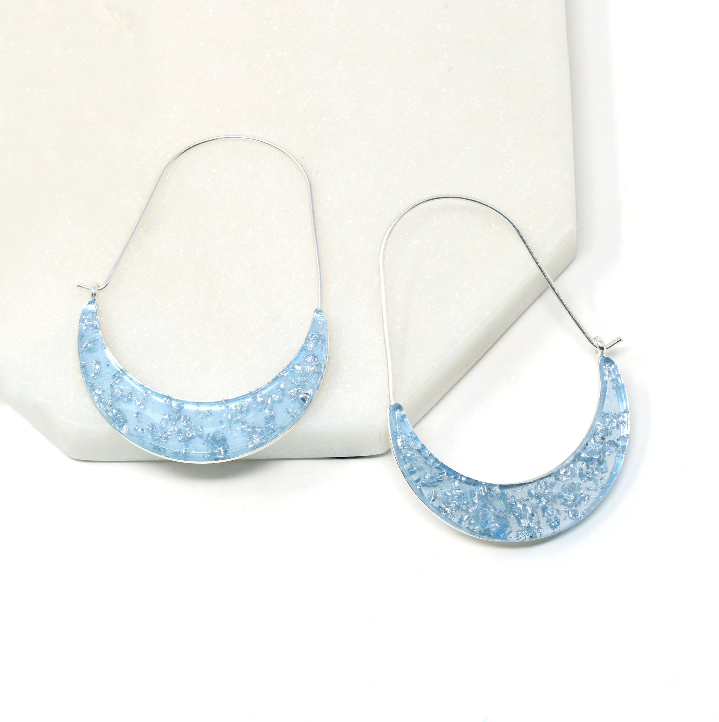 Crescent Resin Hoop Earrings