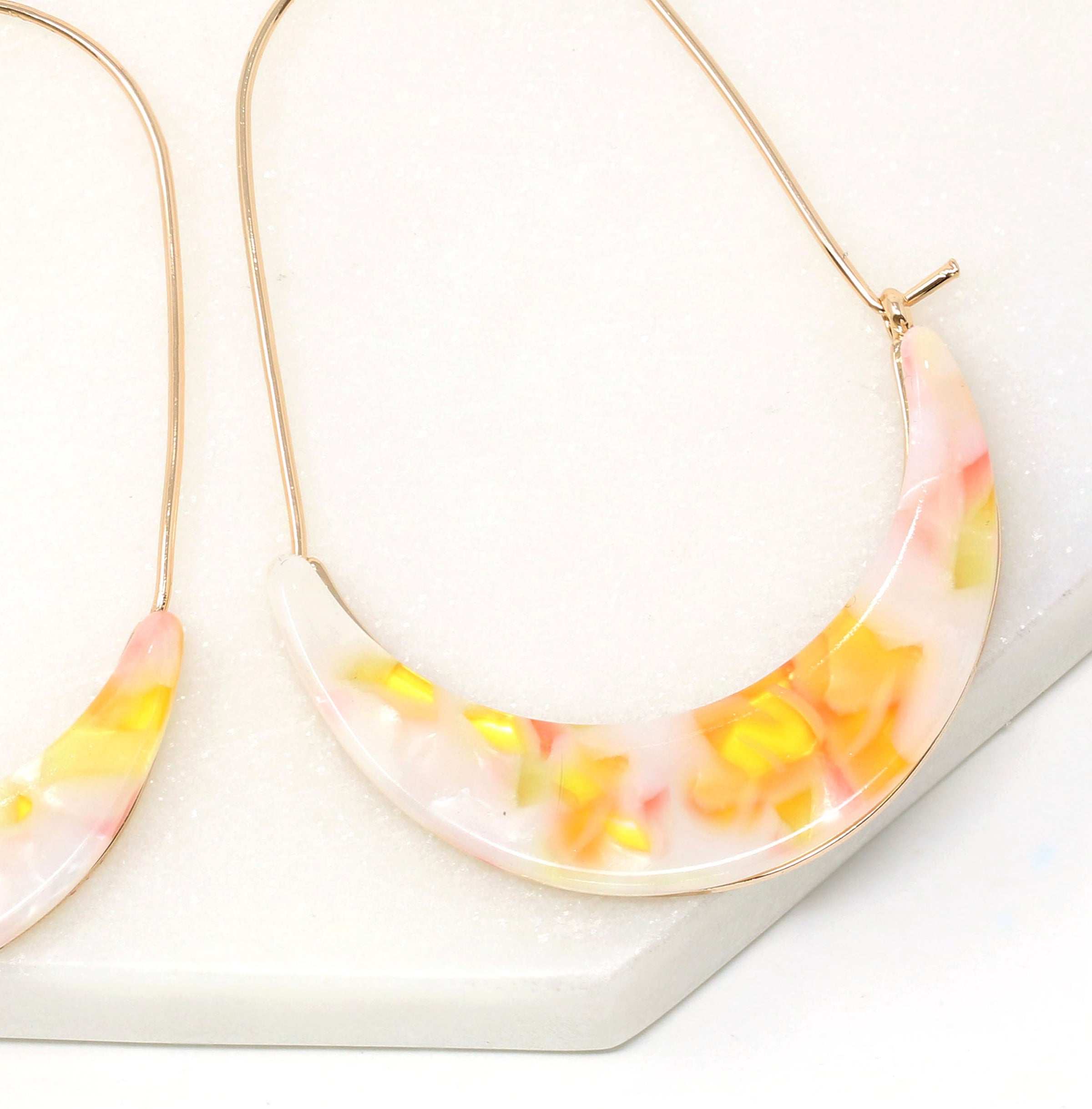 Crescent Resin Hoop Earrings