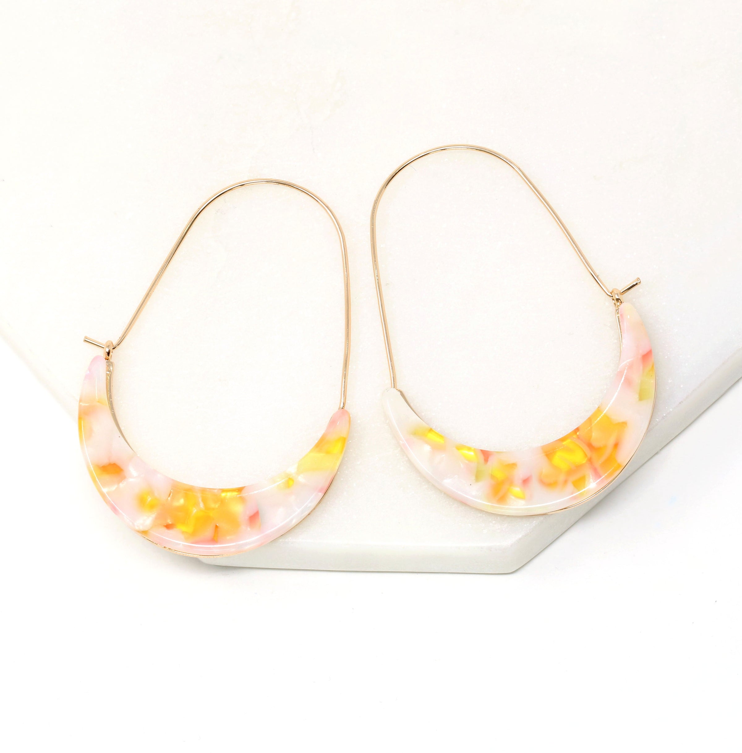 Crescent Resin Hoop Earrings