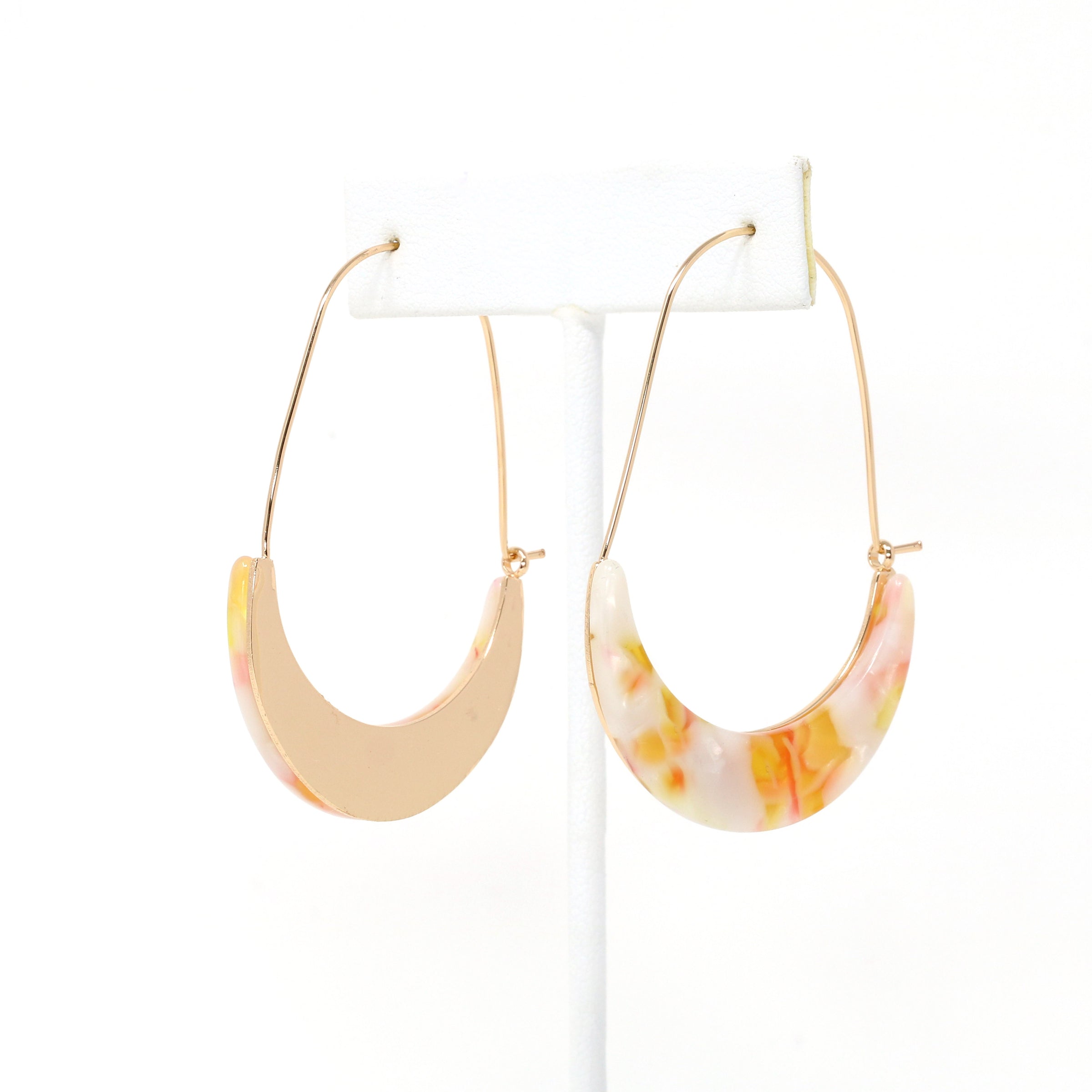 Crescent Resin Hoop Earrings
