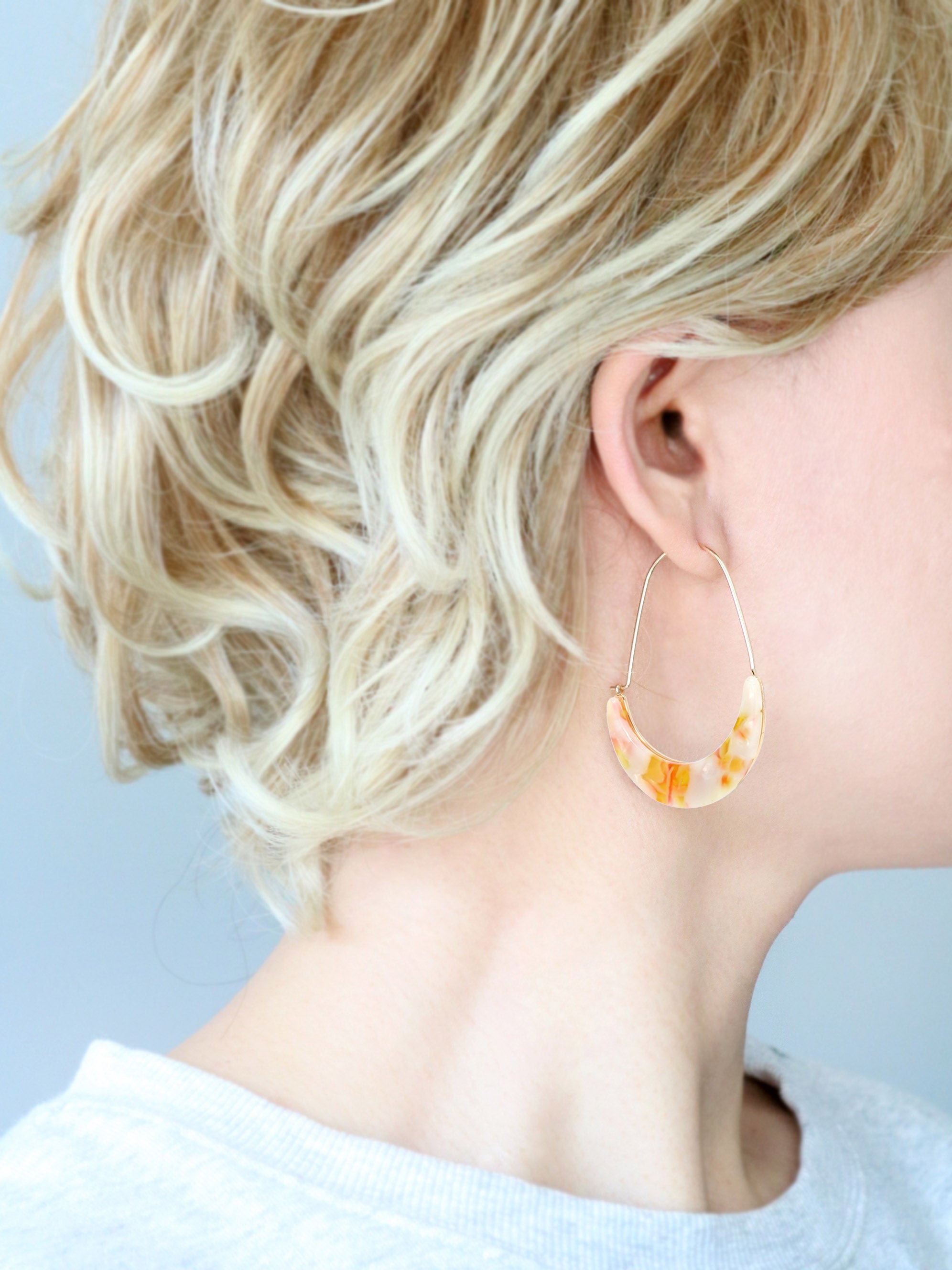 Crescent Resin Hoop Earrings