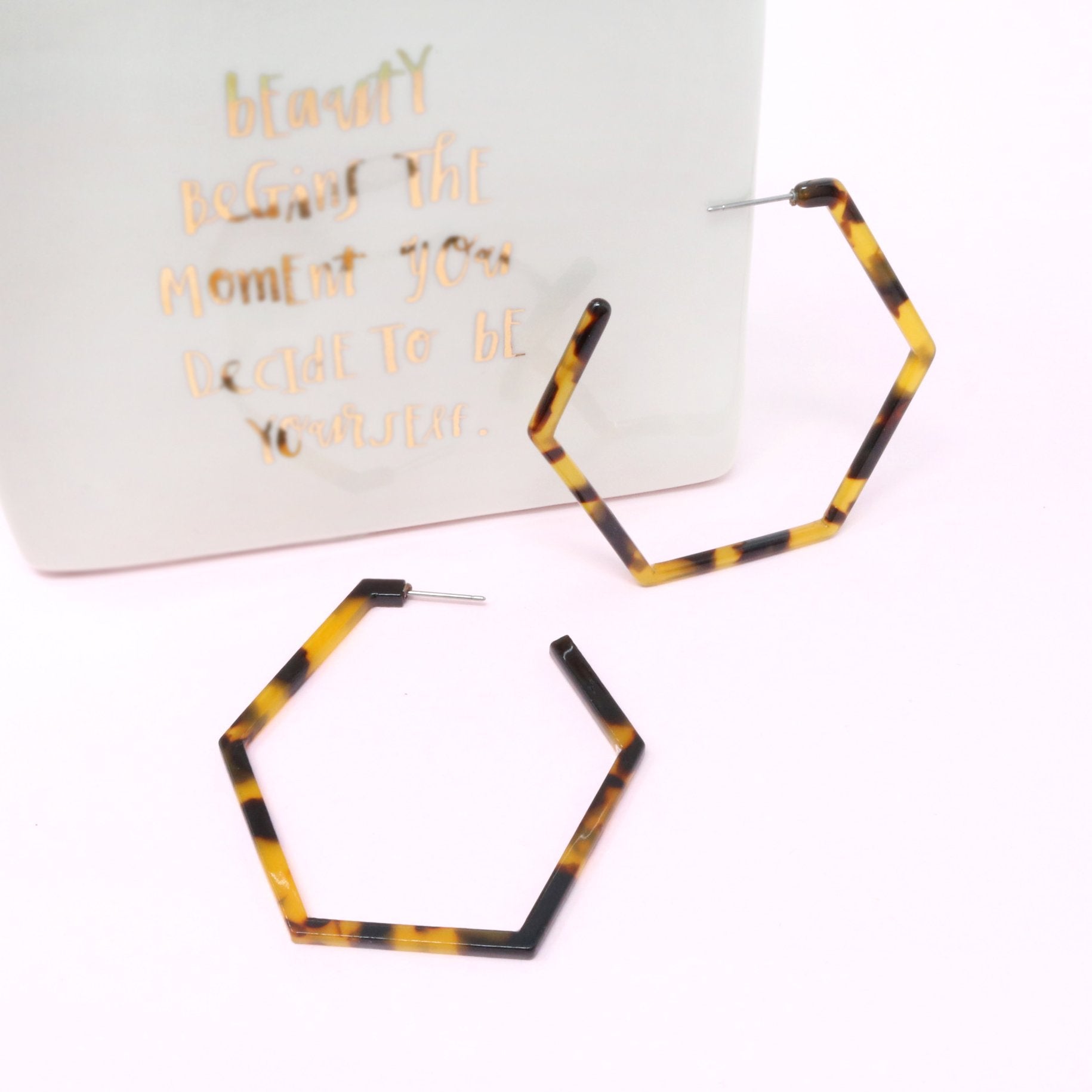 Hexagon Tortoise Hoop Earring - Bauble Sky