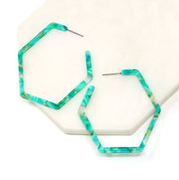 Hexagon Resin Hoop Earrings