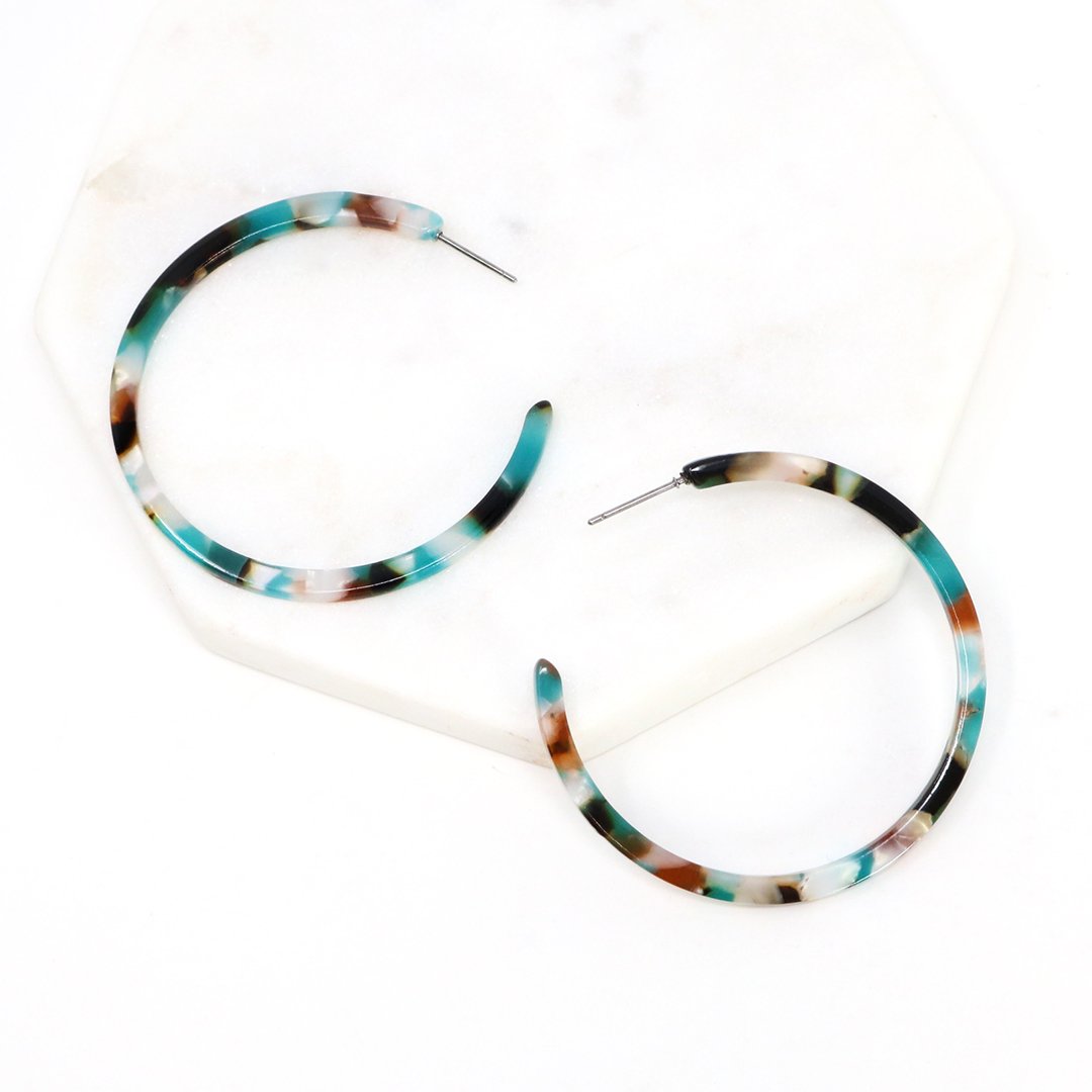 Circle Resin Hoop Earrings - Bauble Sky