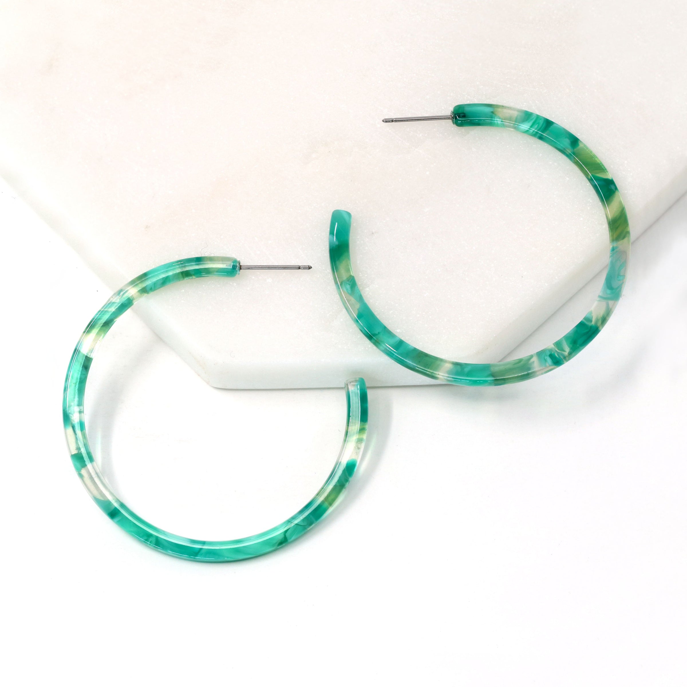 Circle Resin Hoop Earrings - Bauble Sky